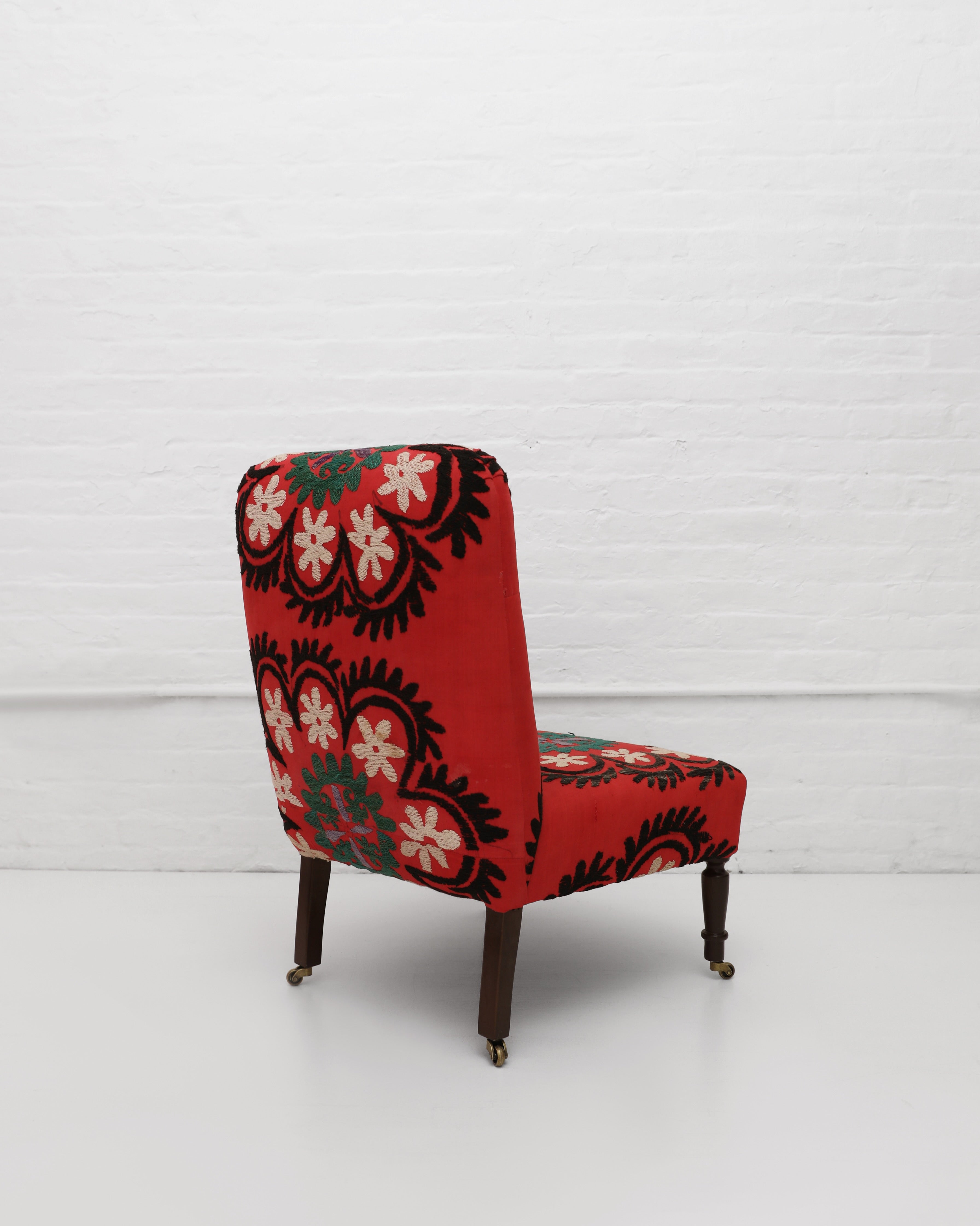 WILLIAM WHITE x CABANA: Studio Slipper Chair, Antique Uzbek Suzani