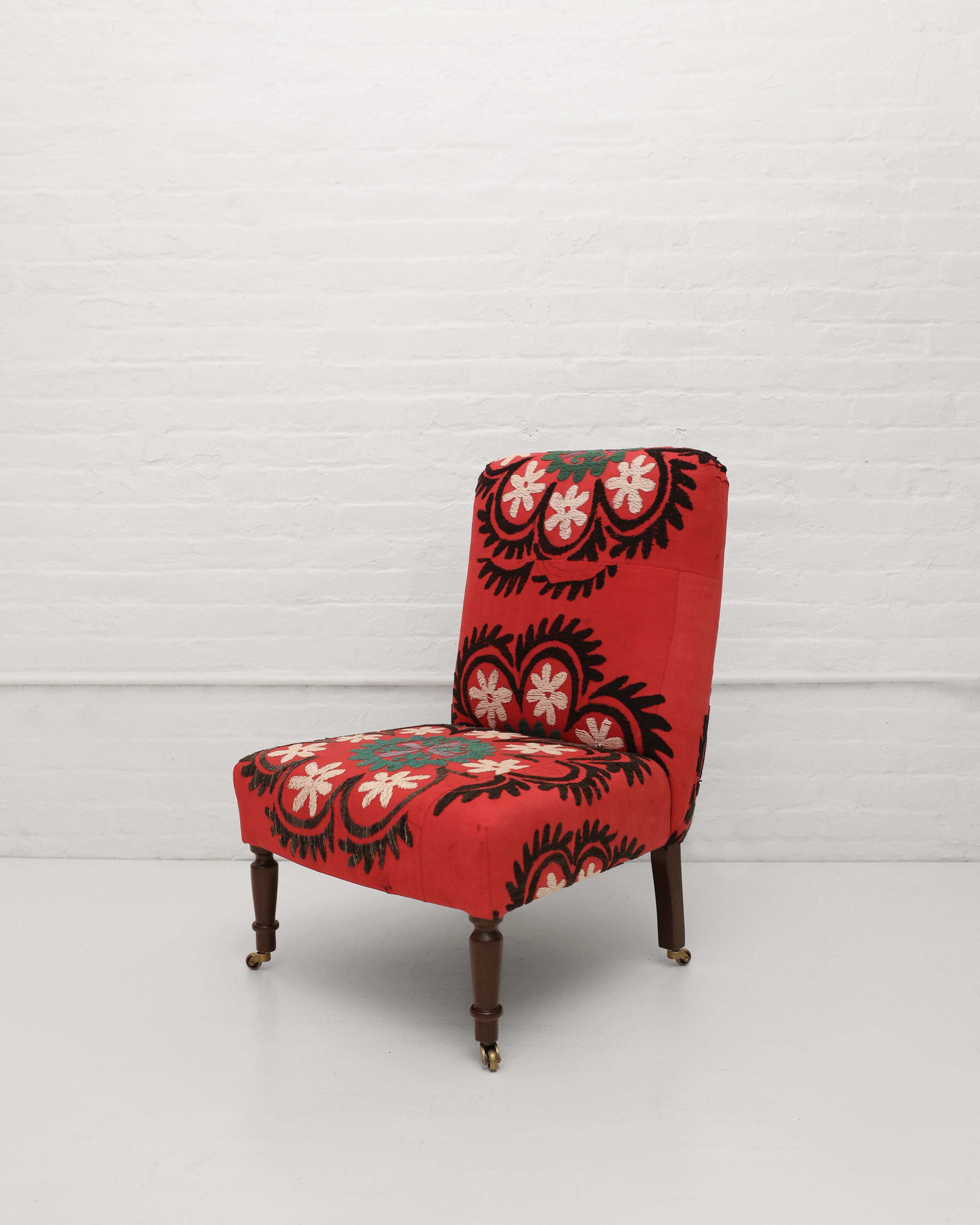 WILLIAM WHITE x CABANA: Studio Slipper Chair, Antique Uzbek Suzani