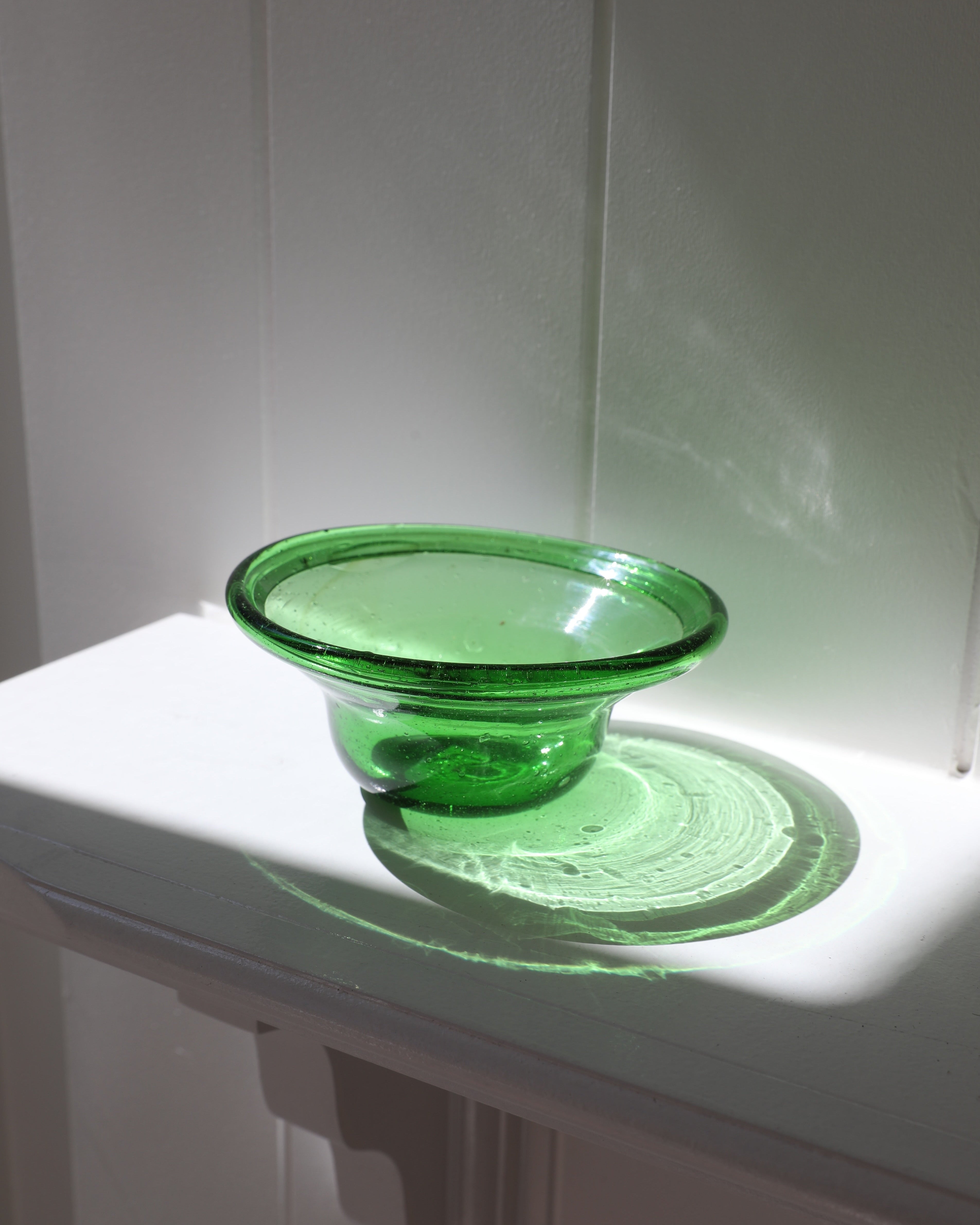 Egyptian Recycled Glass Apertivo Bowl in Bottle Green