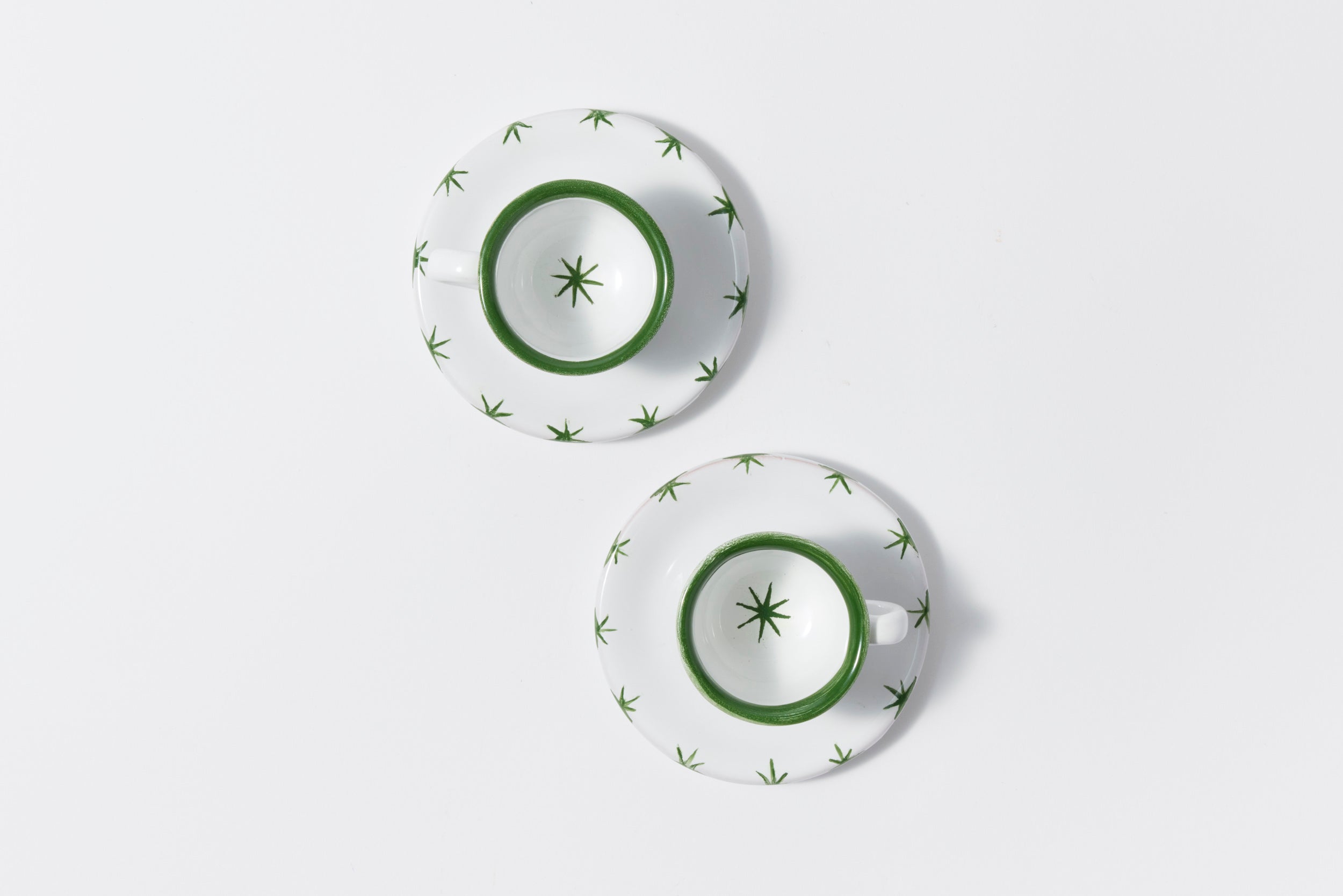 Starry Espresso Cup + Saucer Set in Green