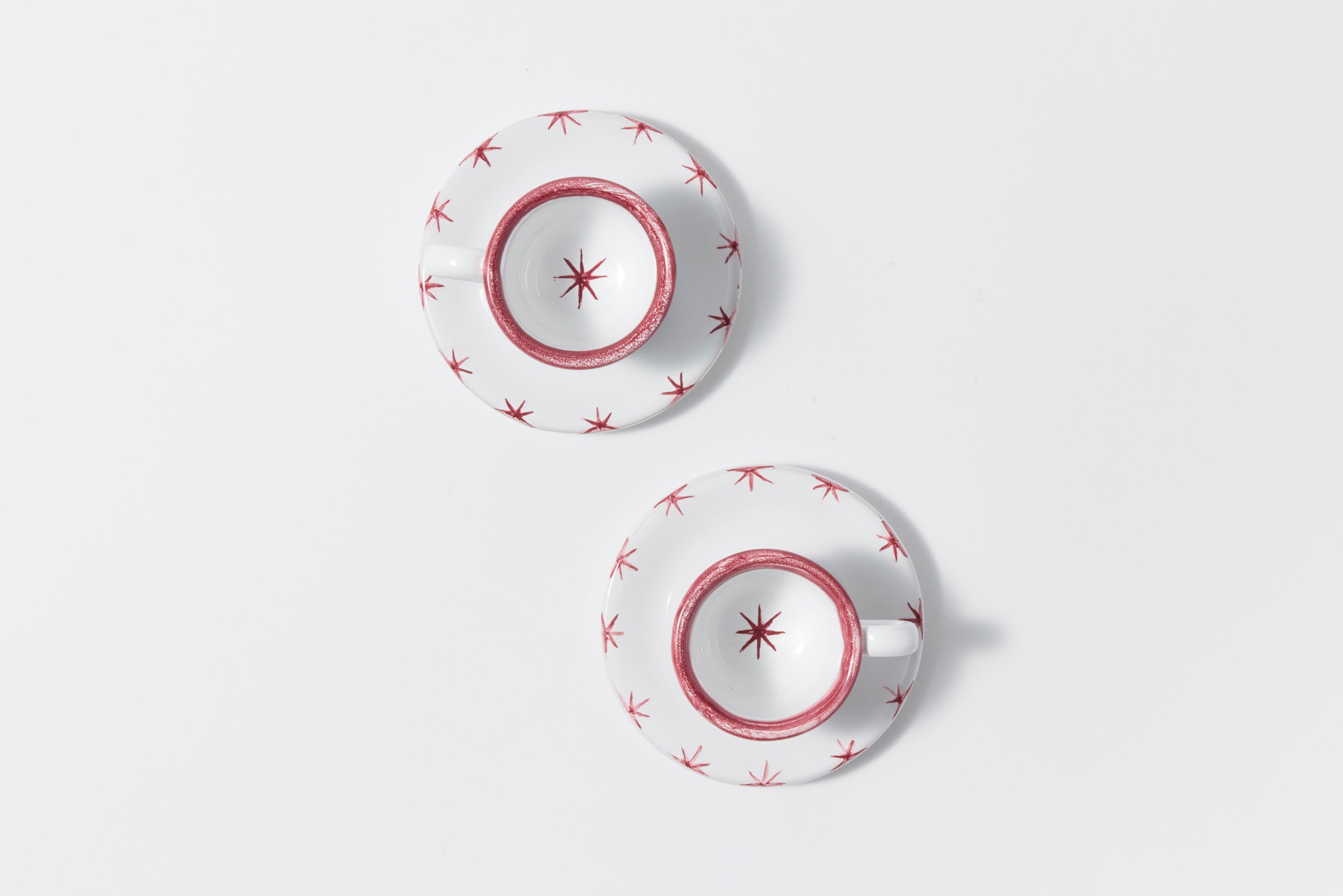 Starry Espresso Cup + Saucer Set in Red