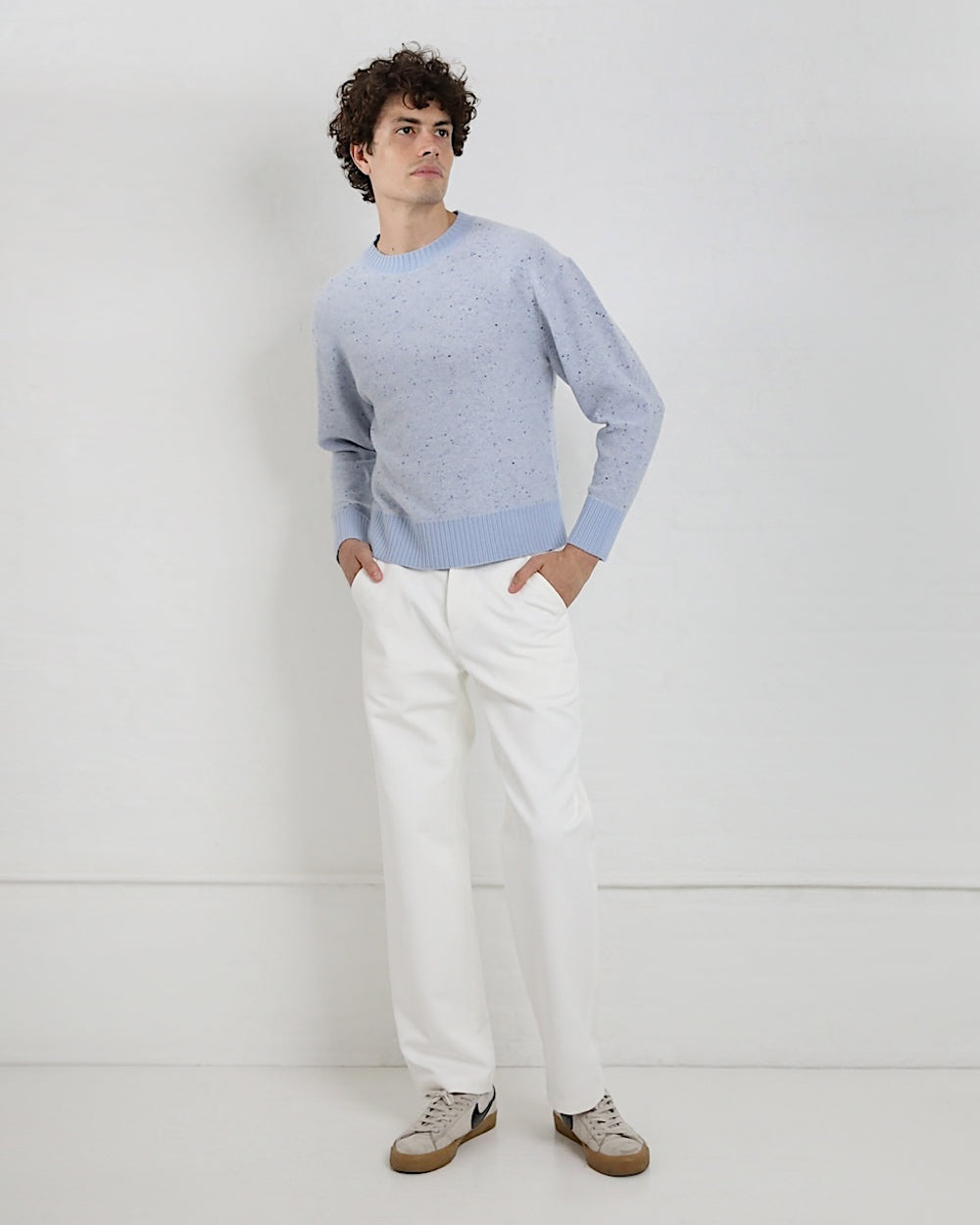 Ty Sweater in Blue Cashmere Donegal