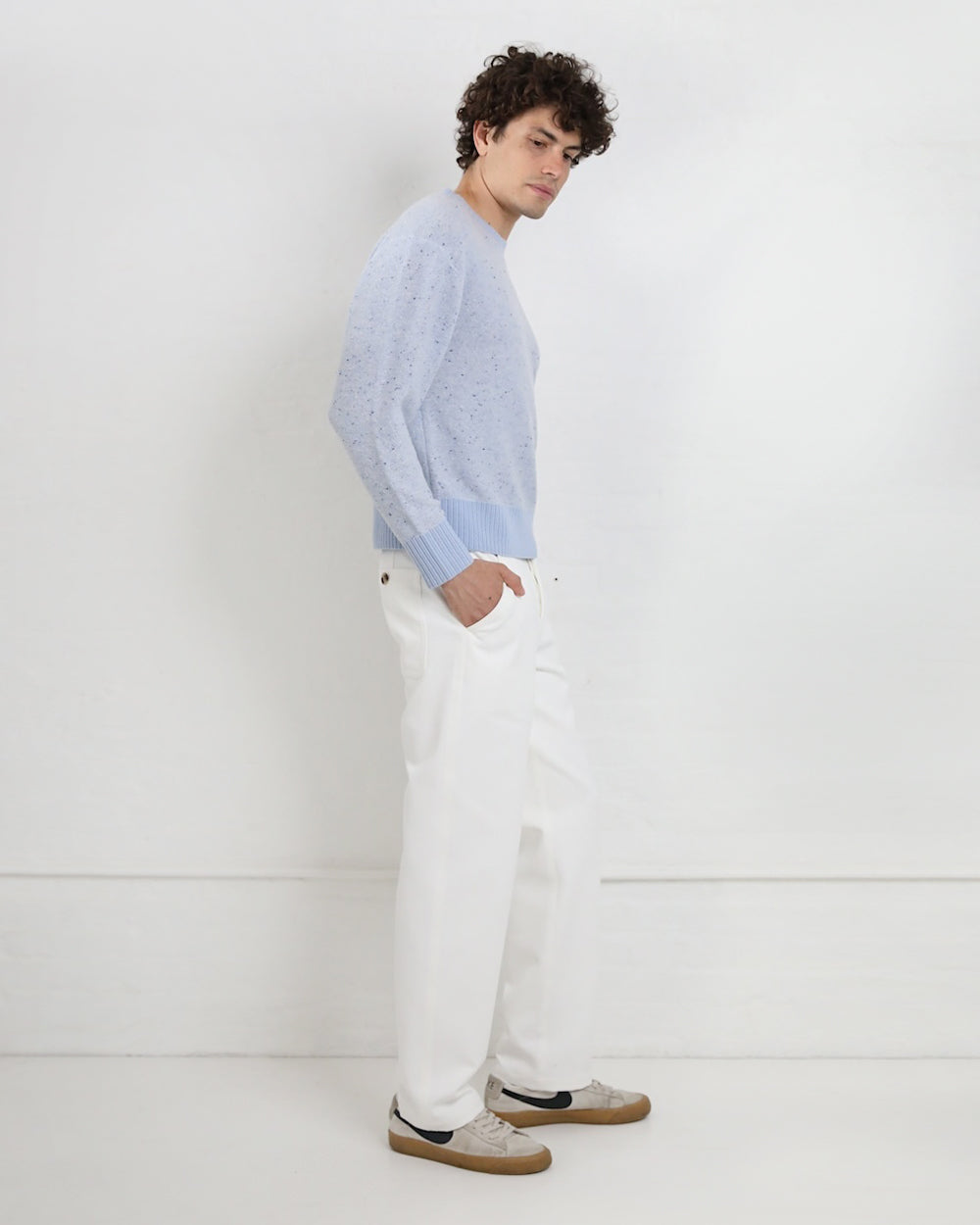 Ty Sweater in Blue Cashmere Donegal