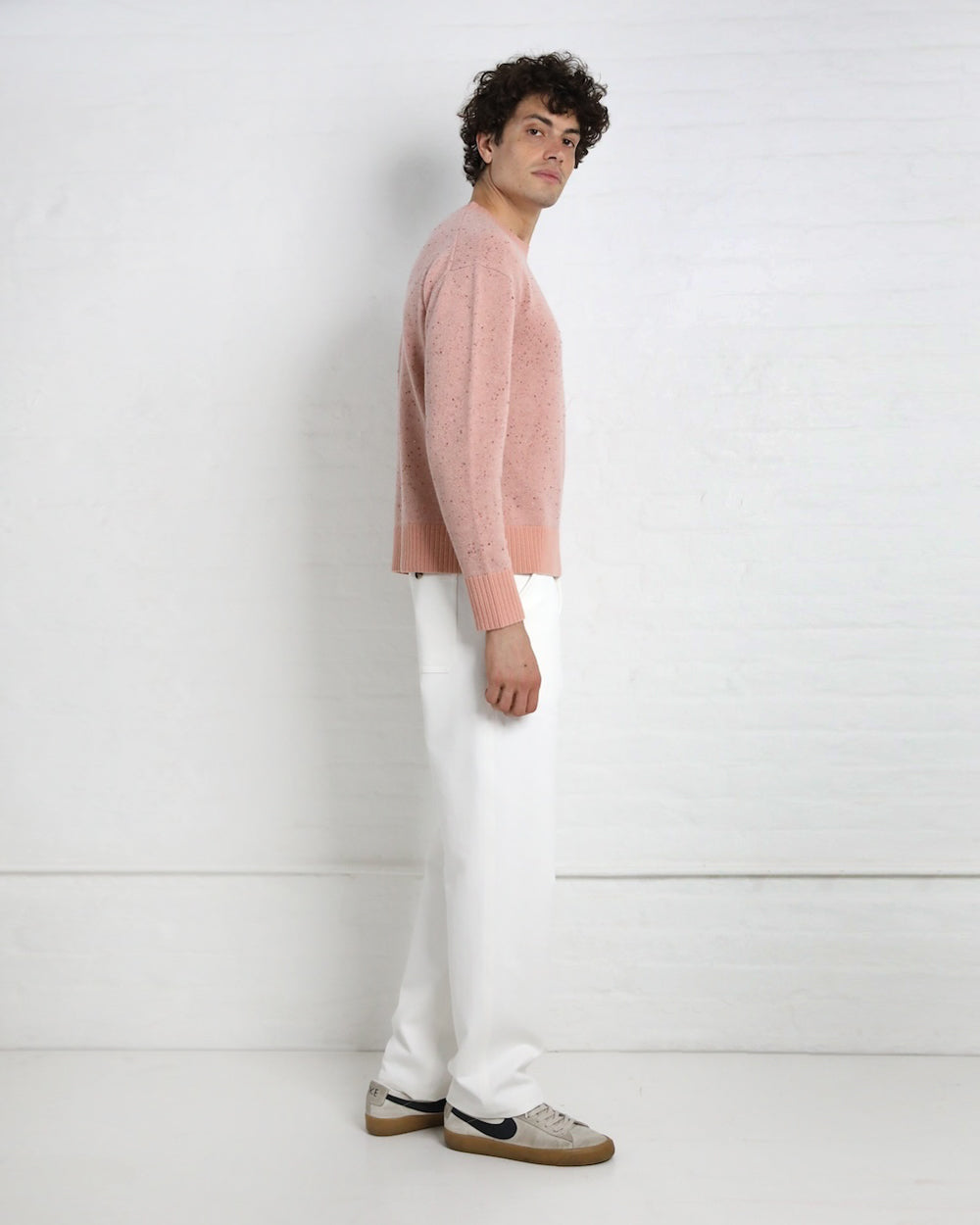 Ty Sweater in Pink Cashmere Donegal