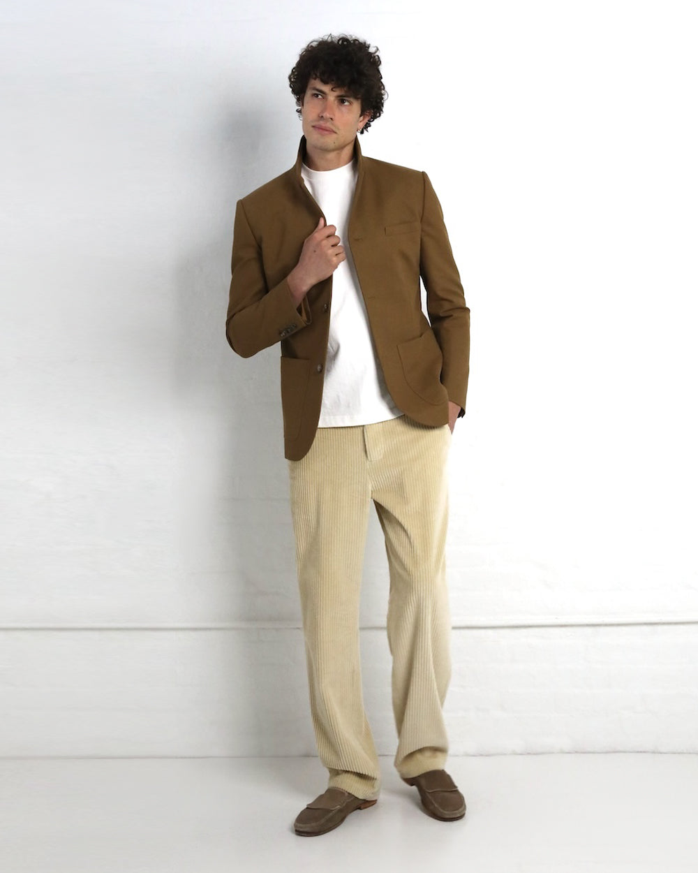 Bespoke Boris Jacket - Olive Brown Organic Cotton