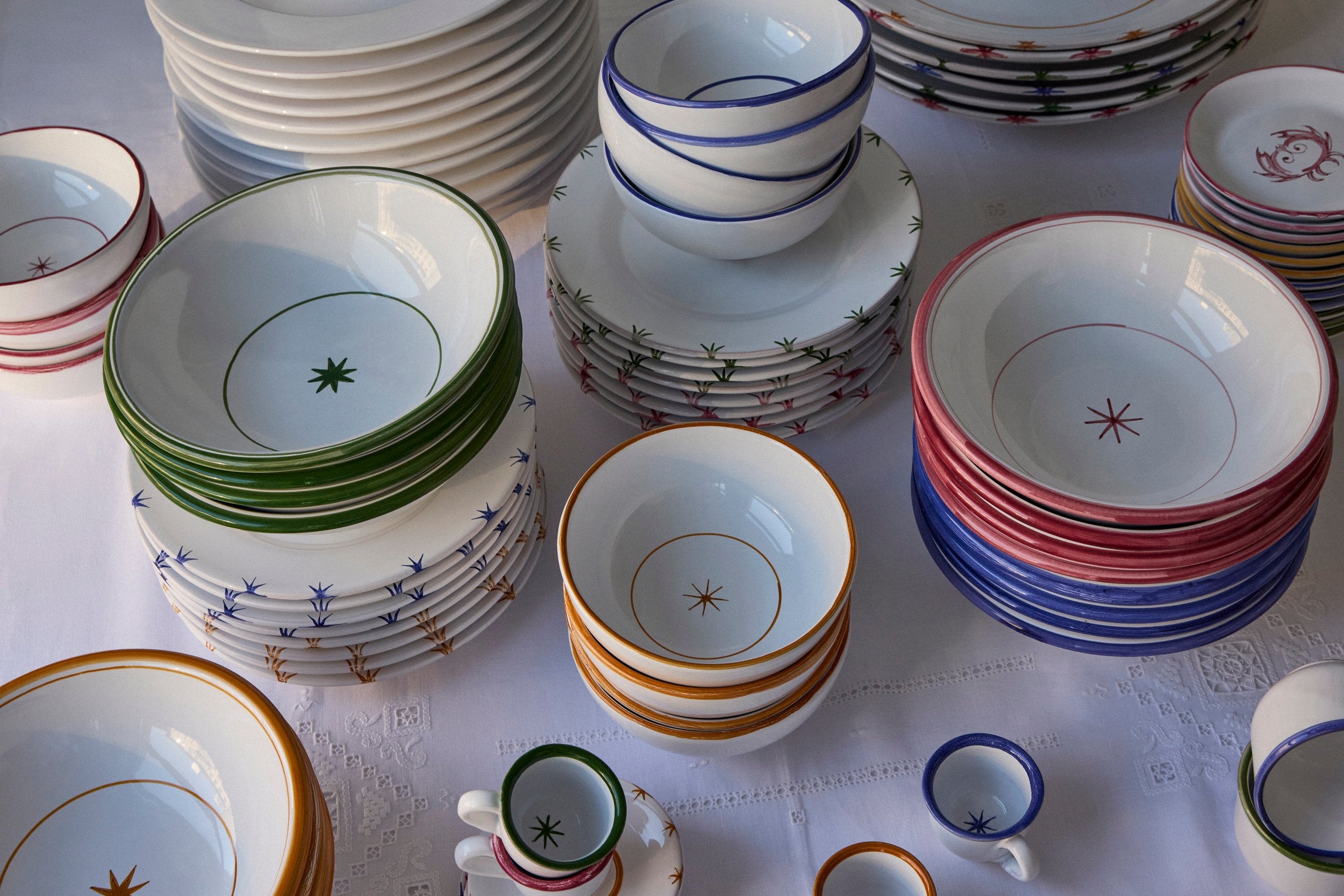 Starry Espresso Cup + Saucer Set in Red