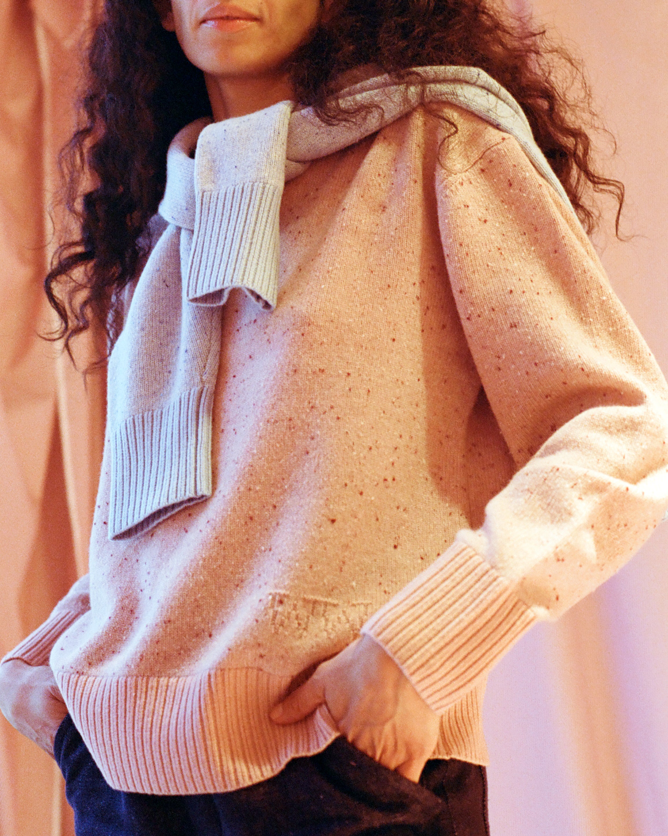 Ty Sweater in Pink Cashmere Donegal
