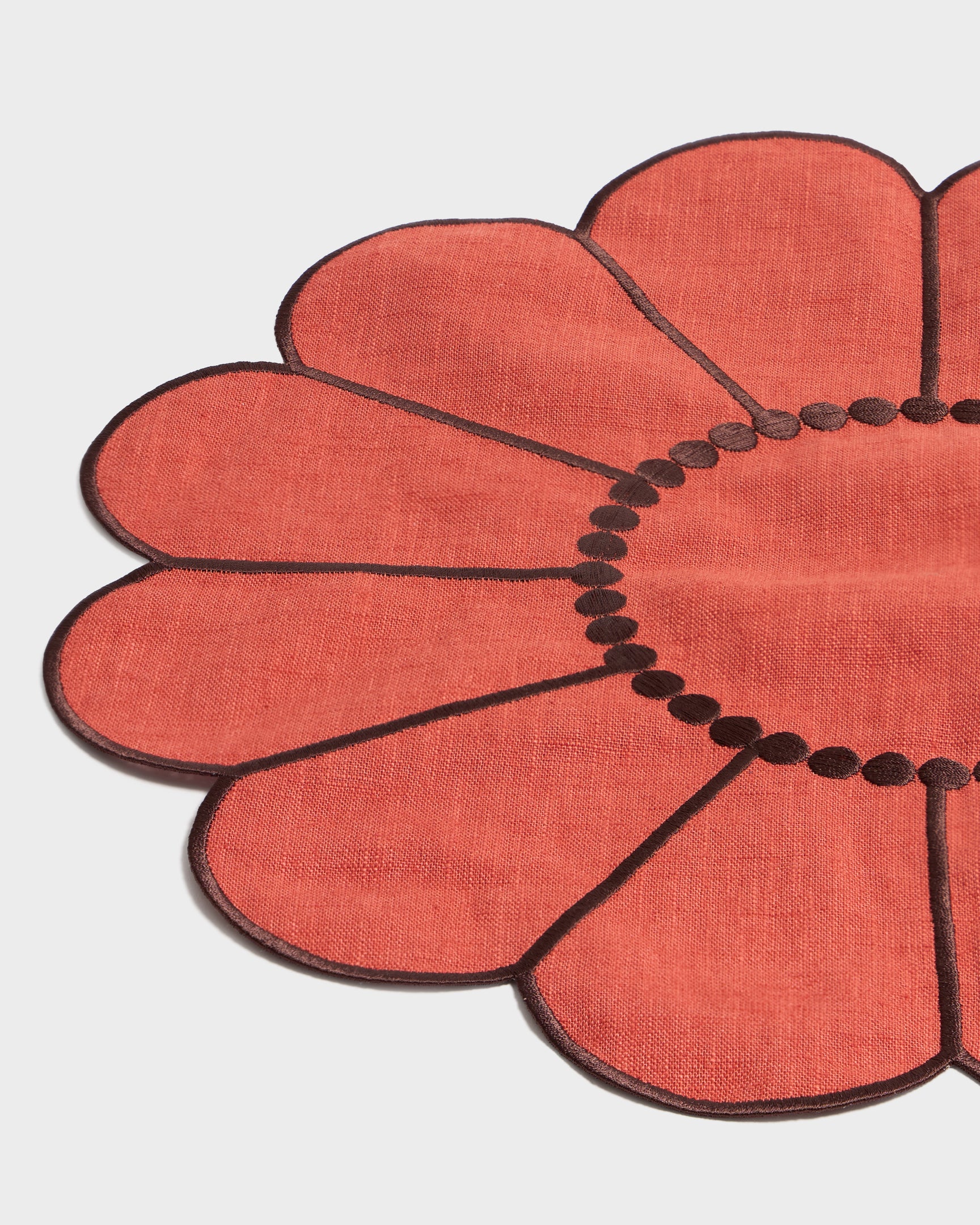 Floral Embroidered Placemat, Terracotta