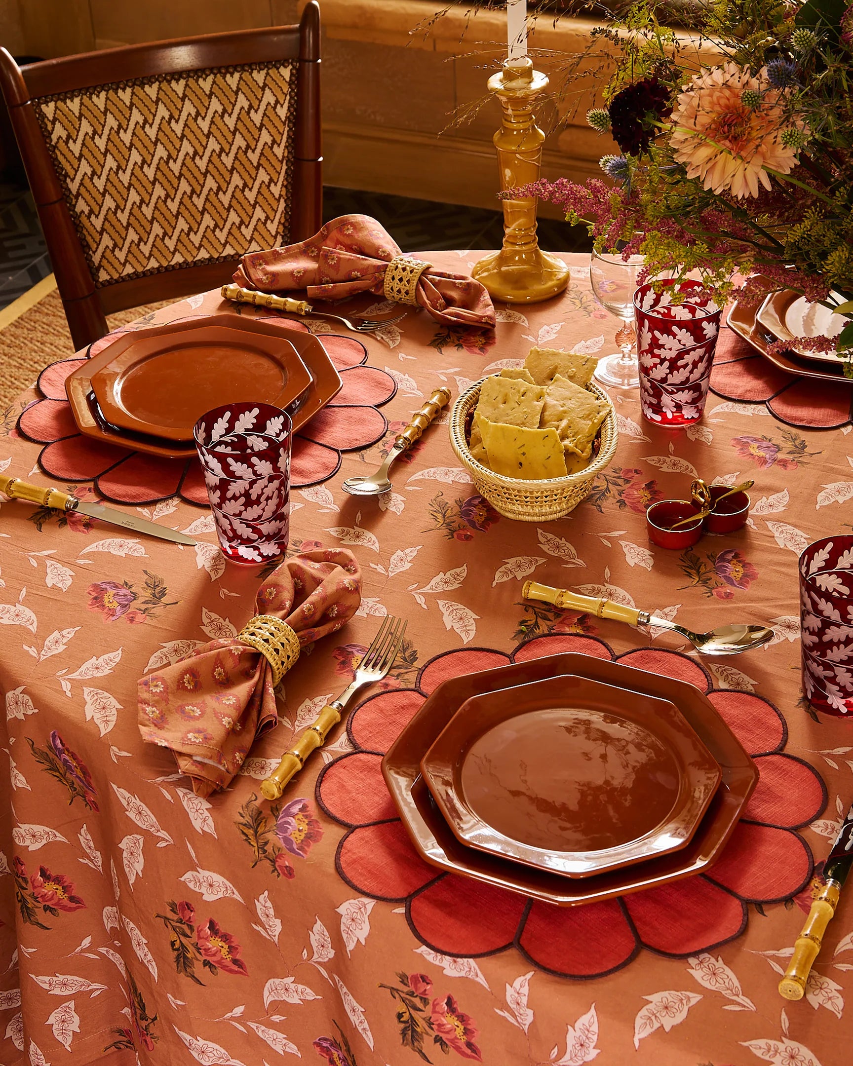 Octagonal Dinner Plate, Burgundy