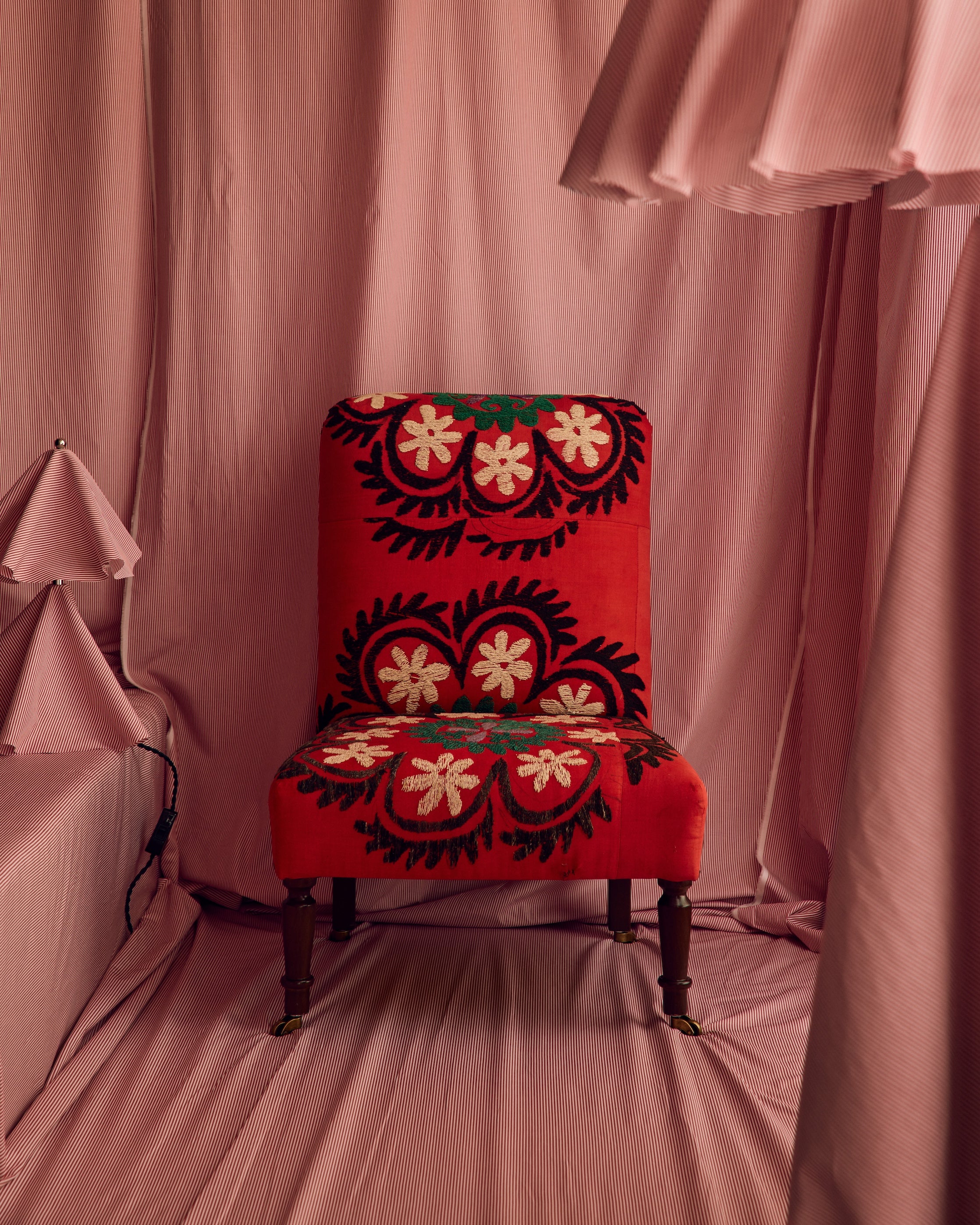 WILLIAM WHITE x CABANA: Studio Slipper Chair, Antique Uzbek Suzani