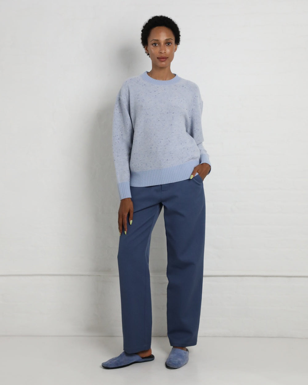 Ty Sweater in Blue Cashmere Donegal