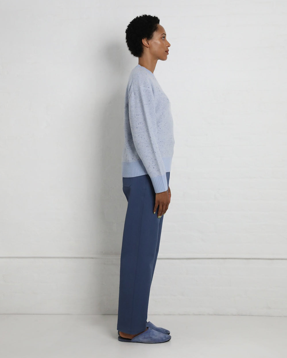 Ty Sweater in Blue Cashmere Donegal