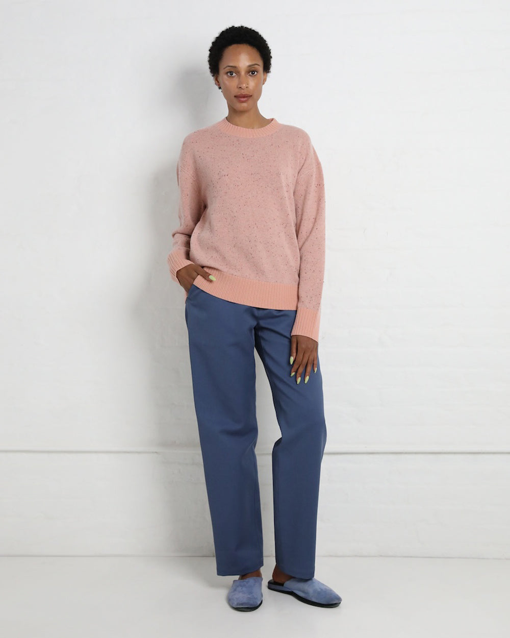 Ty Sweater in Pink Cashmere Donegal