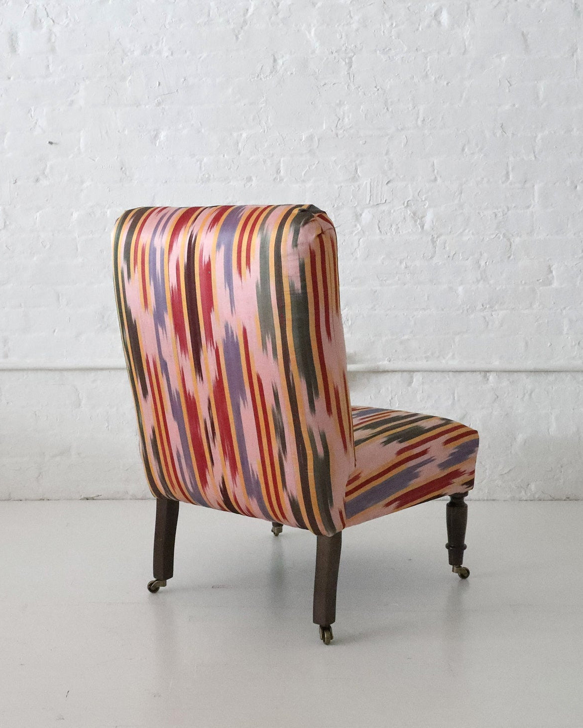 WILLIAM WHITE x CABANA: Studio Slipper Chair, Antique Uzbek Ikat Silk Textile