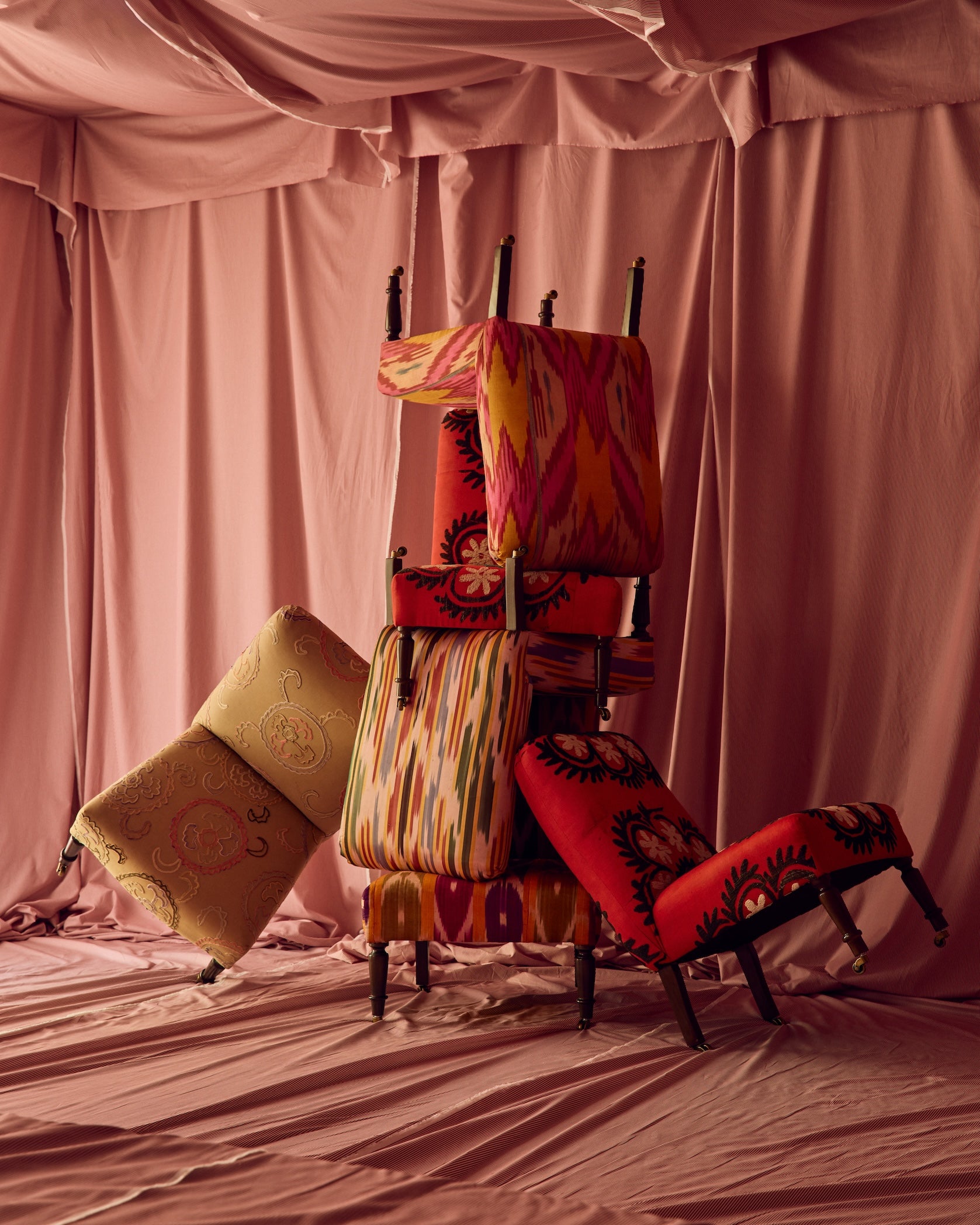 WILLIAM WHITE x CABANA: Studio Slipper Chair, Vintage Uzbek Suzani