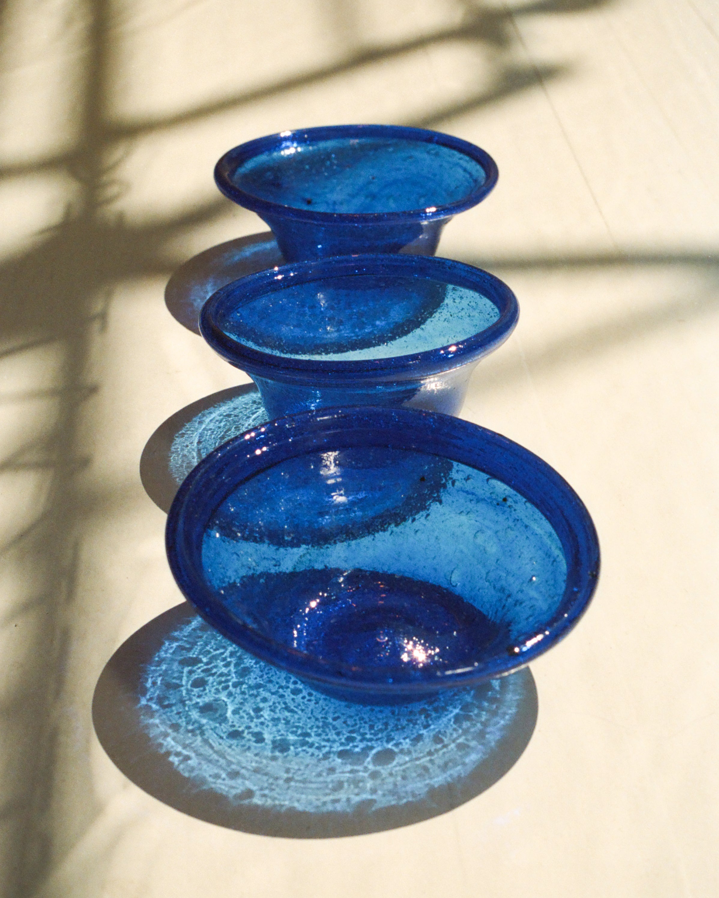 Egyptian Recycled Glass Apertivo Bowl in Cobalt Blue