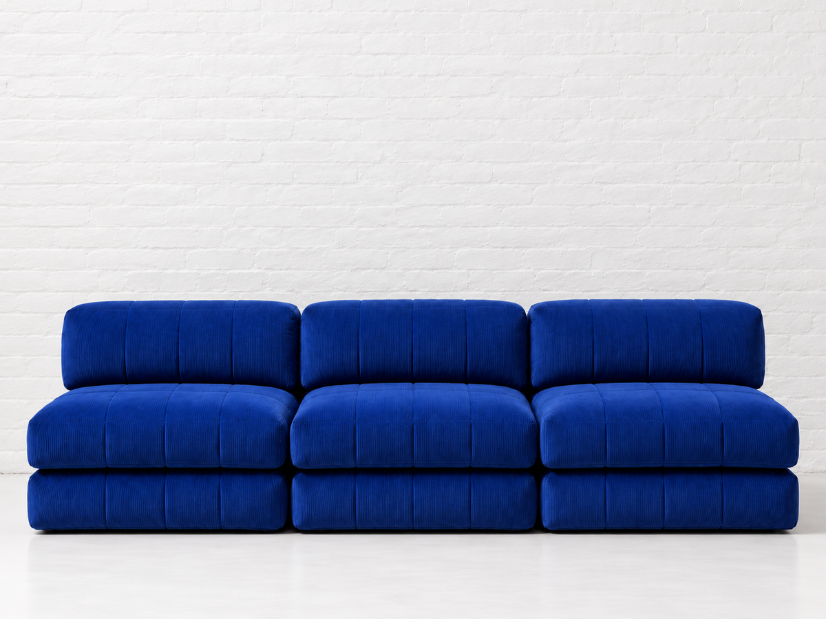 Duvet Armless Sofa Cobalt Corduroy