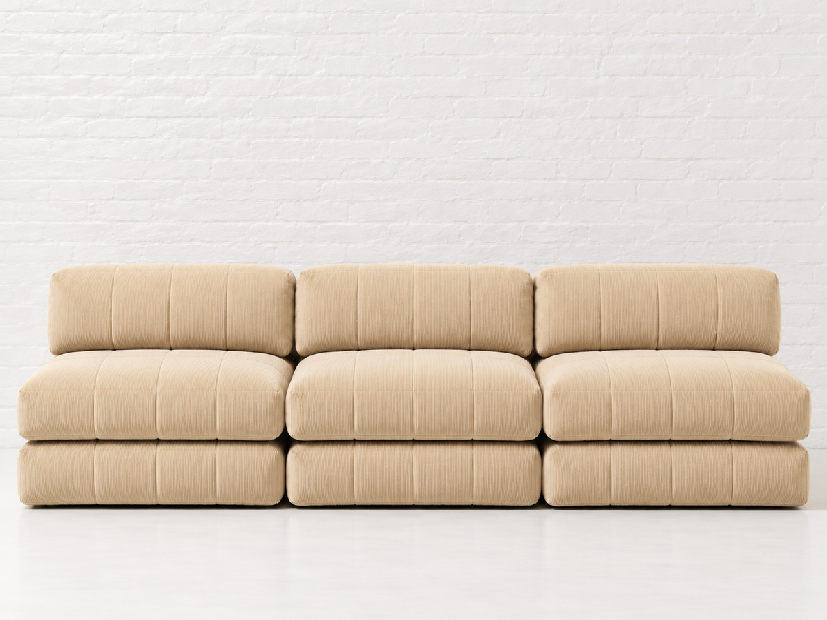 Duvet Armless Sofa Creme Corduroy