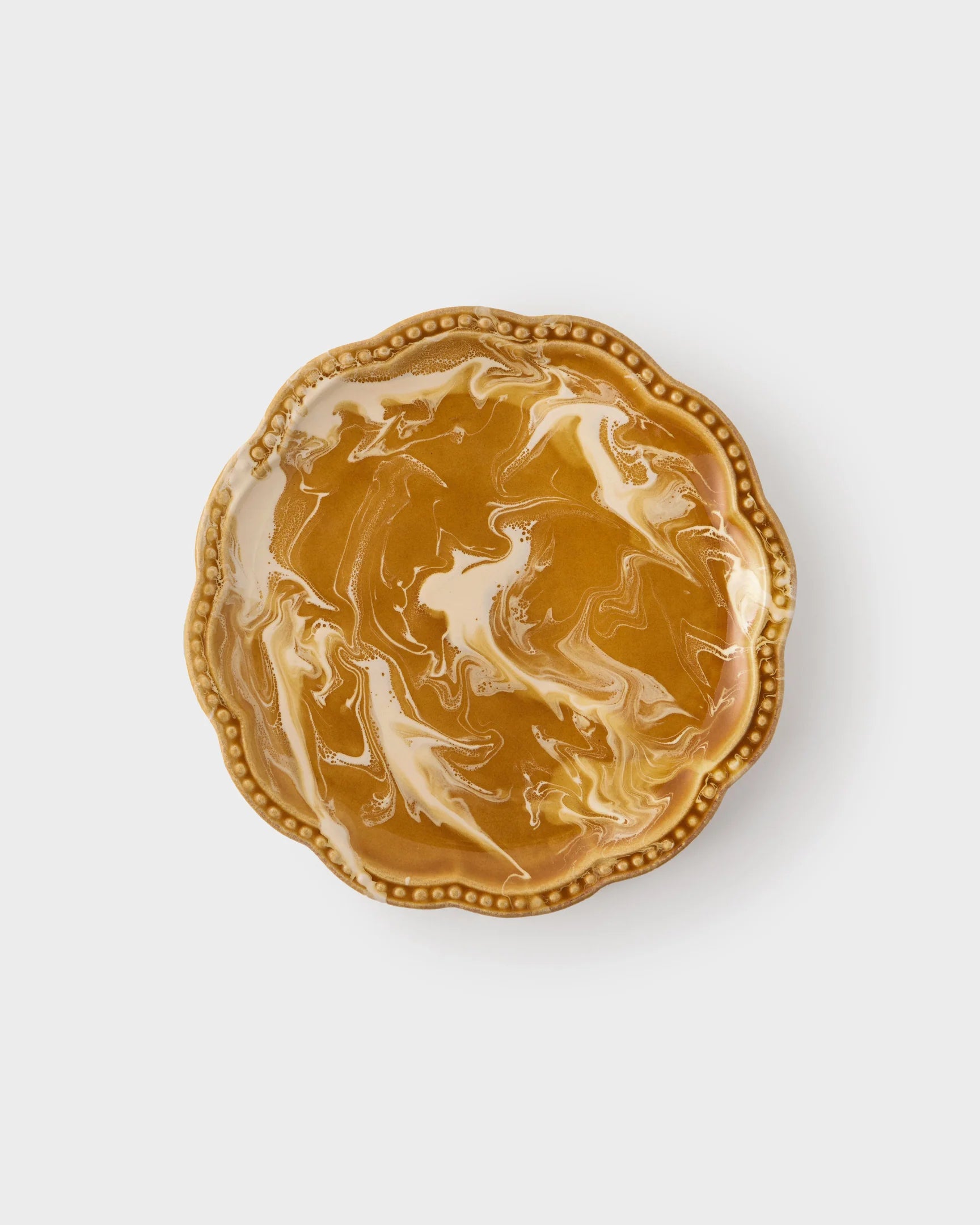 Marbled Scalloped Dessert Plate, Terracotta