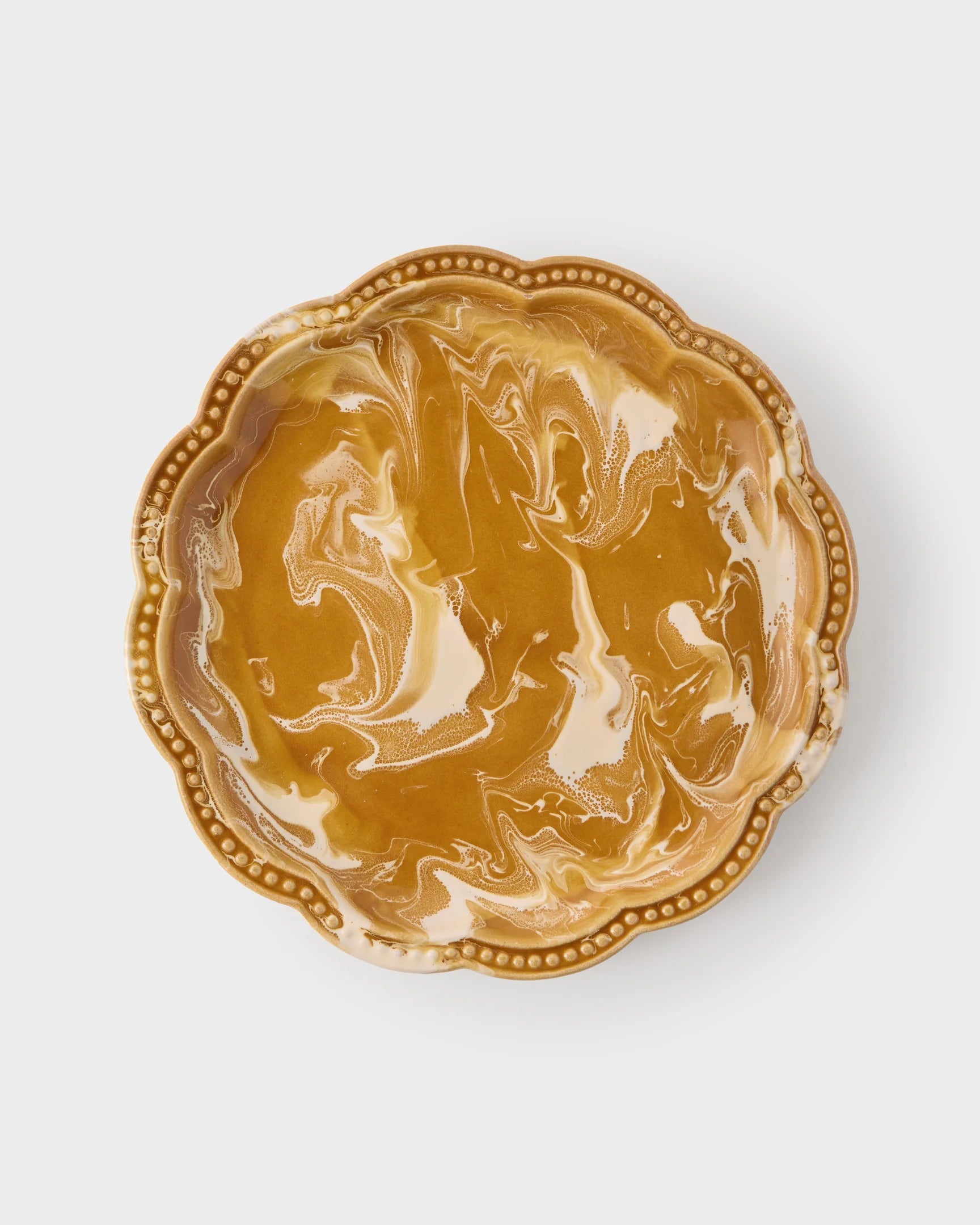 Marbled Scalloped Dinner Plate, Terracotta