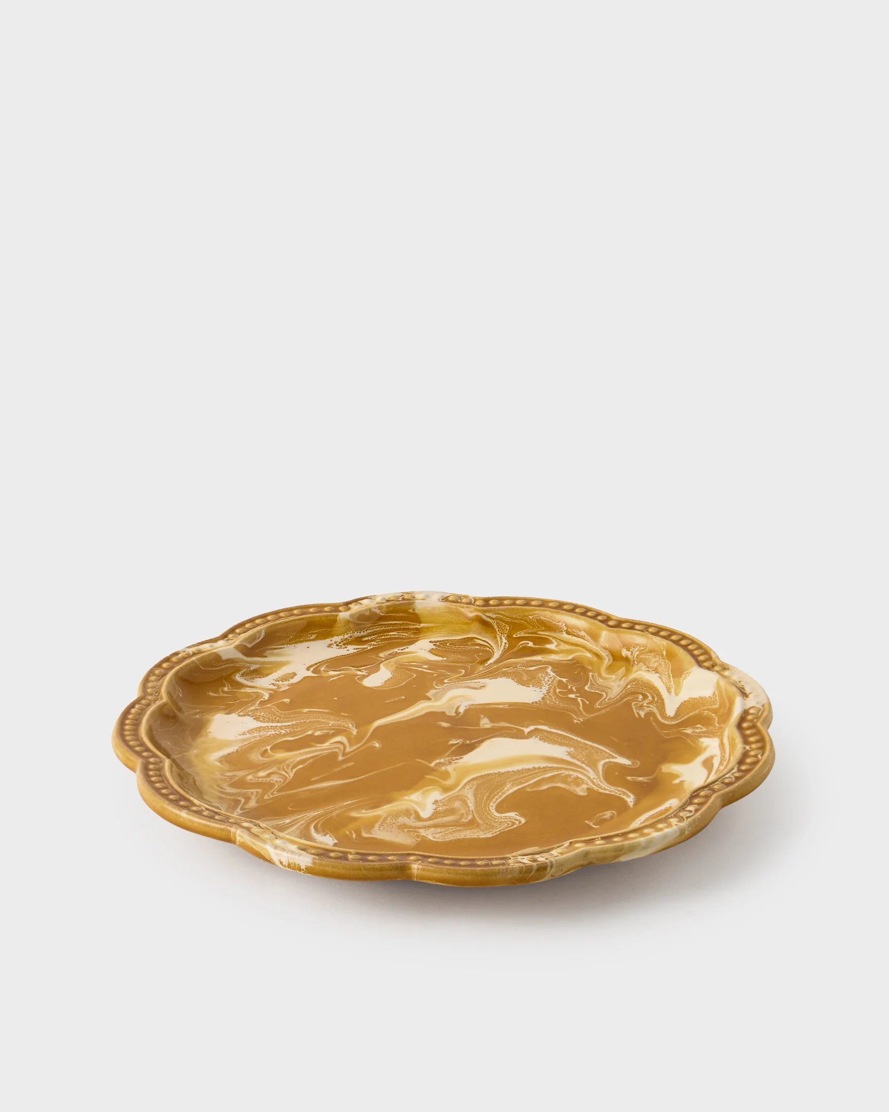 Marbled Scalloped Dinner Plate, Terracotta