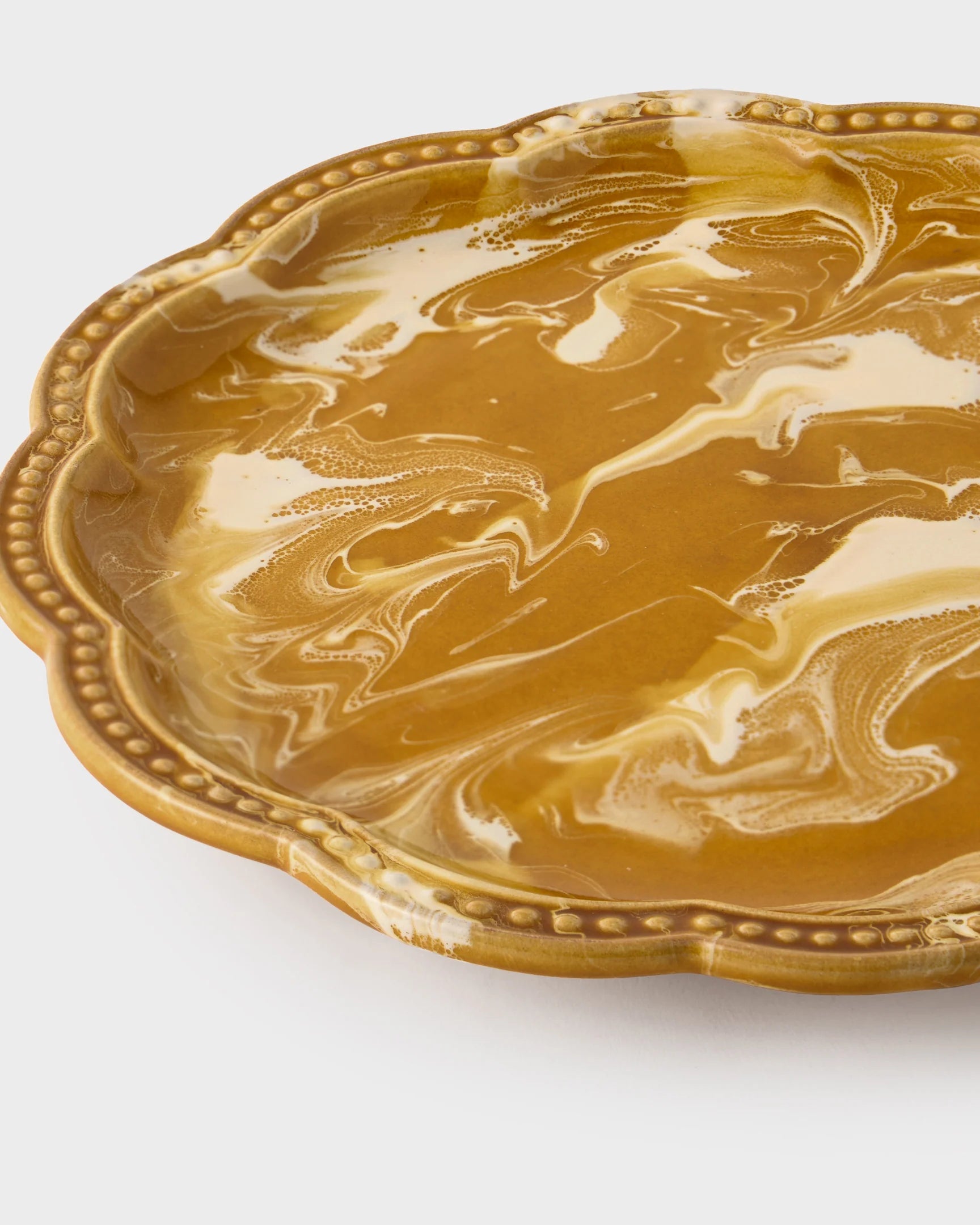Marbled Scalloped Dinner Plate, Terracotta