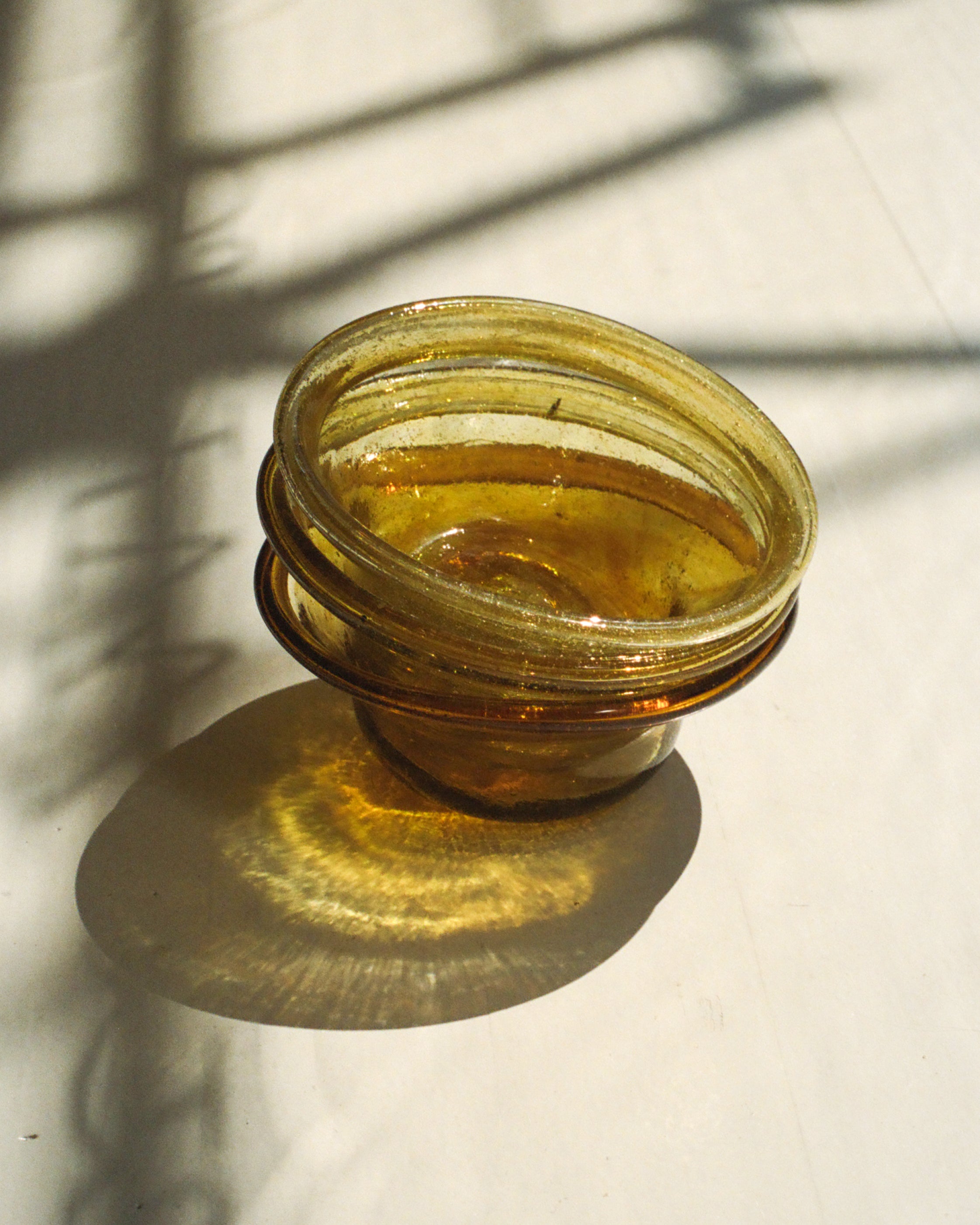 Egyptian Recycled Glass Apertivo Bowl in Amber