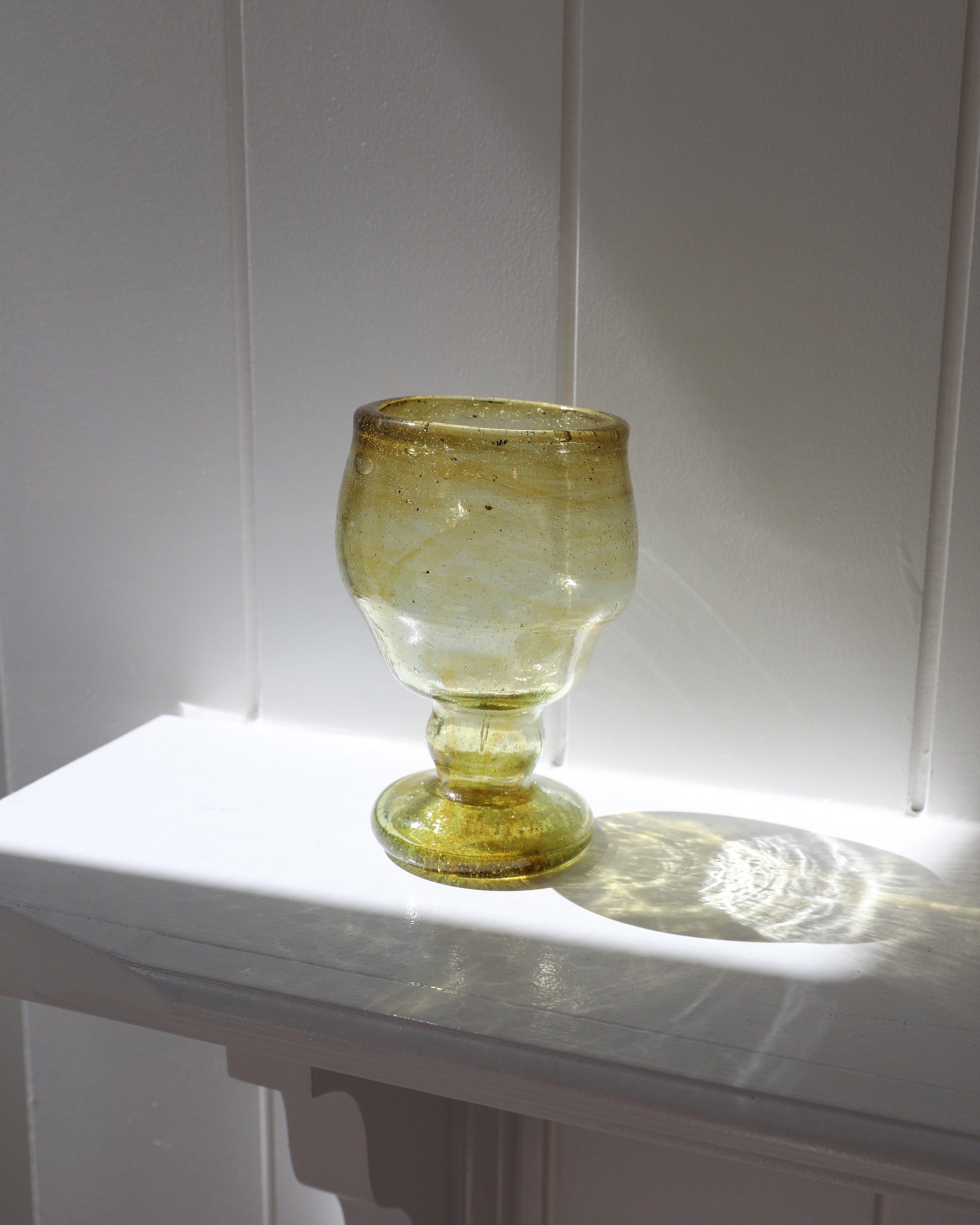 Egyptian Recycled Wine Glass in Amber