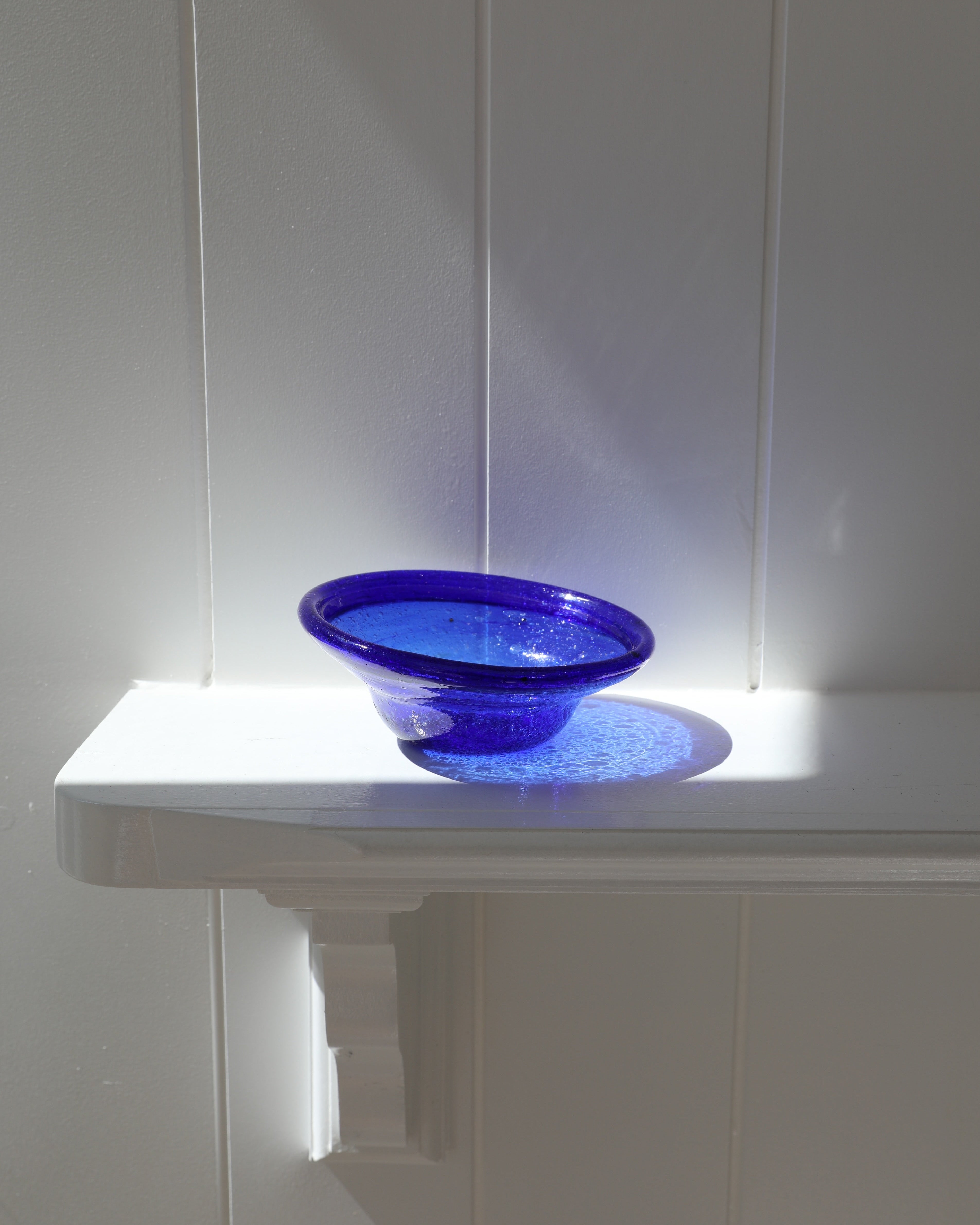 Egyptian Recycled Glass Apertivo Bowl in Cobalt Blue