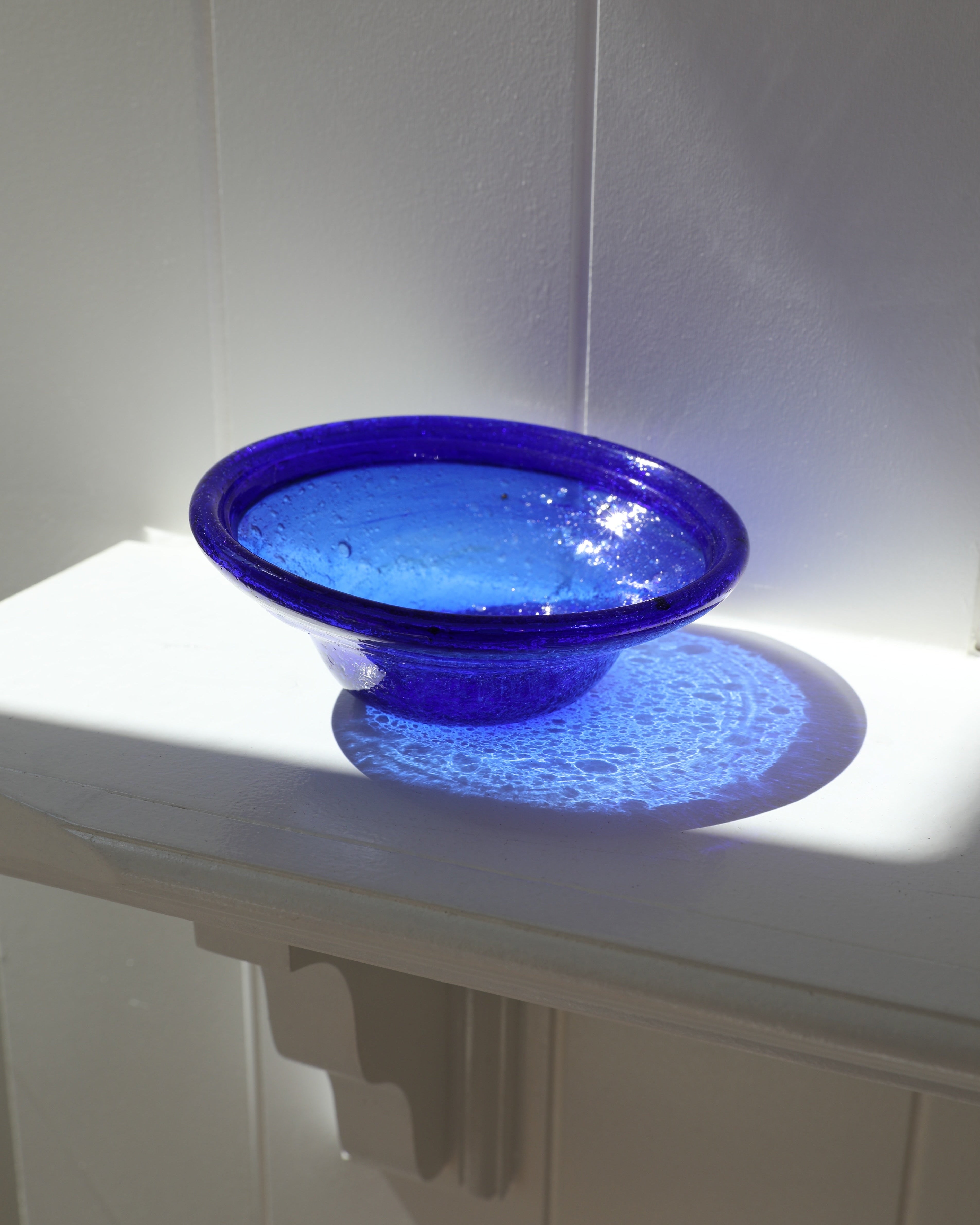 Egyptian Recycled Glass Apertivo Bowl in Cobalt Blue