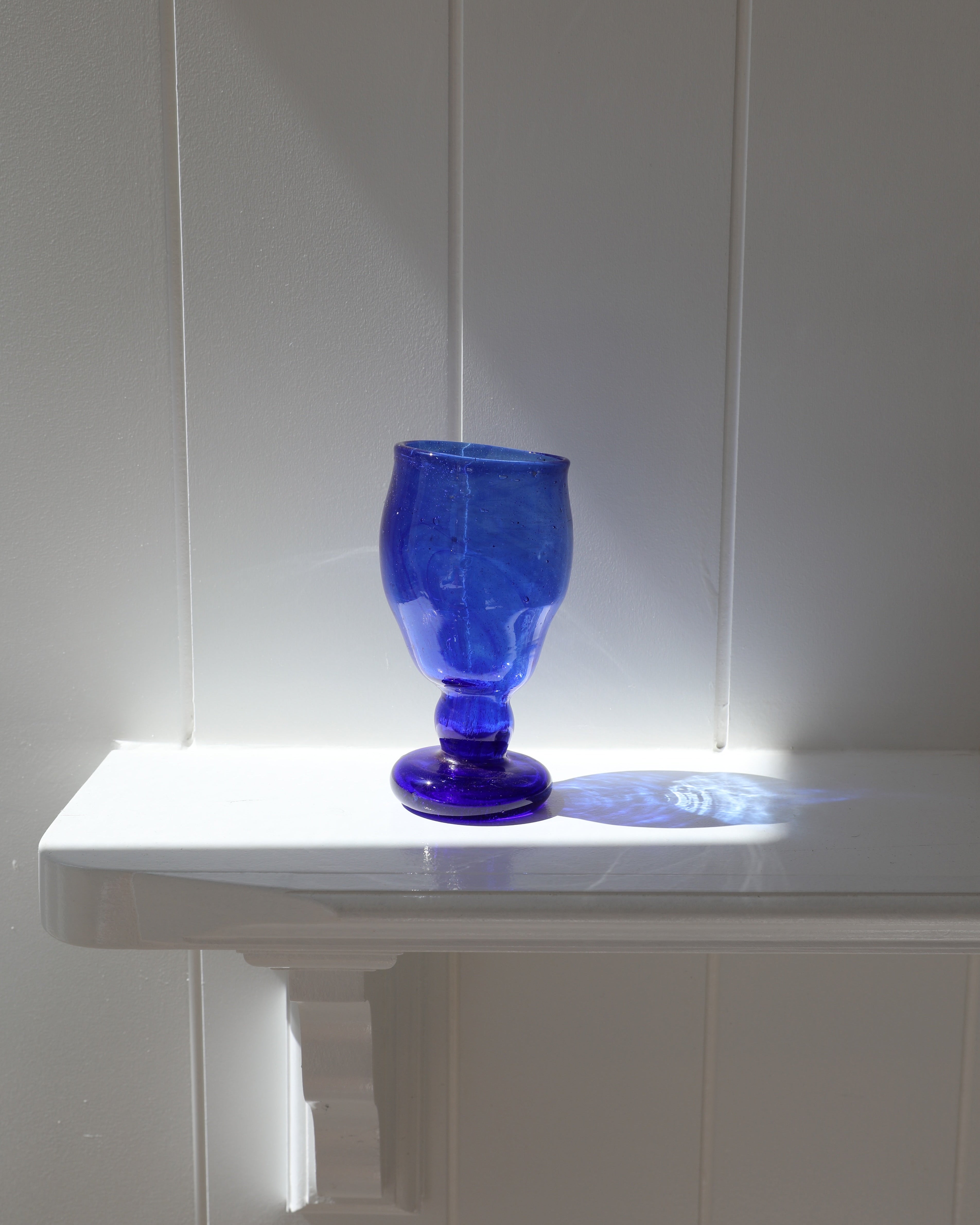 Egyptian Recycled Wine Glass in Cobalt Blue