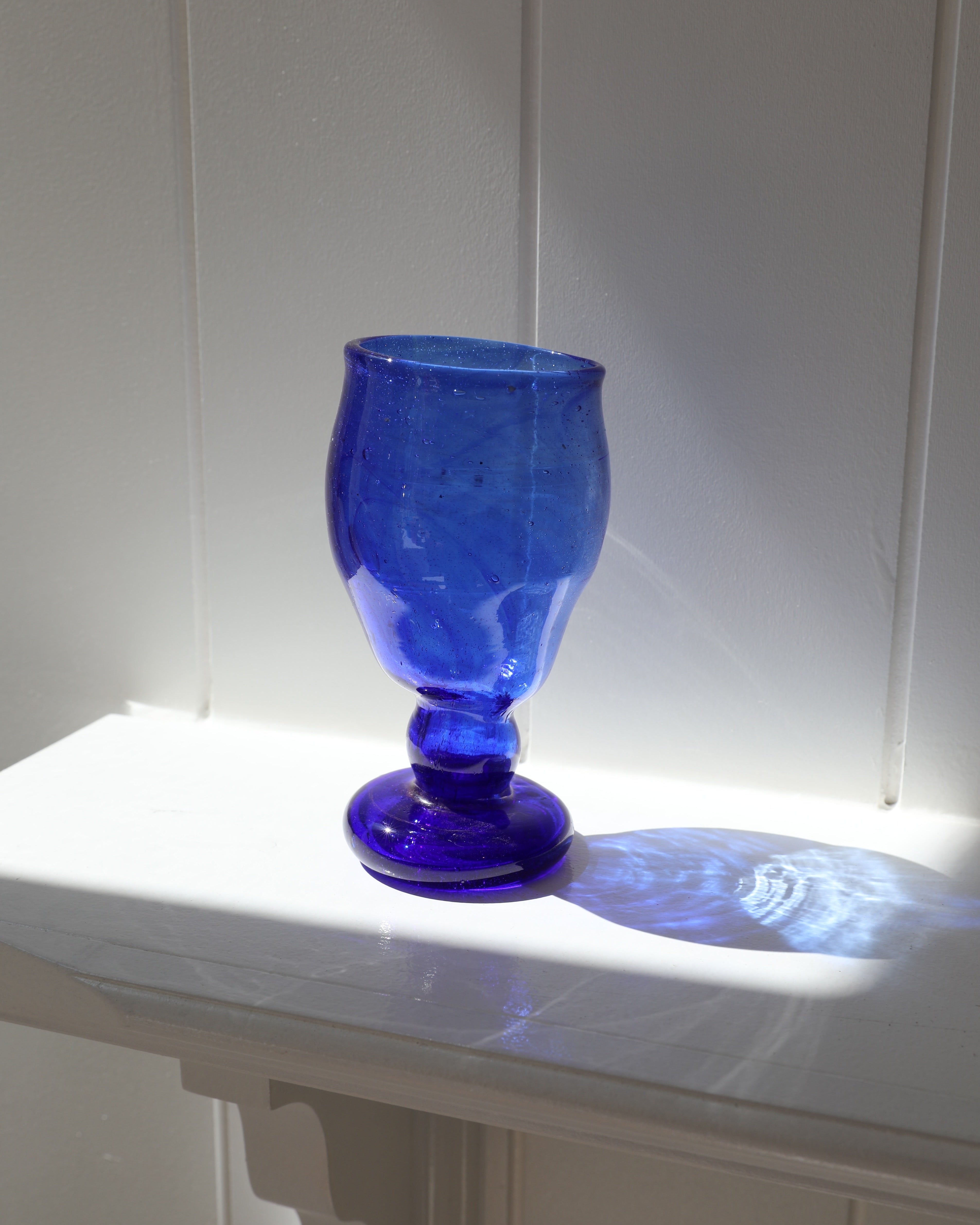 Egyptian Recycled Wine Glass in Cobalt Blue