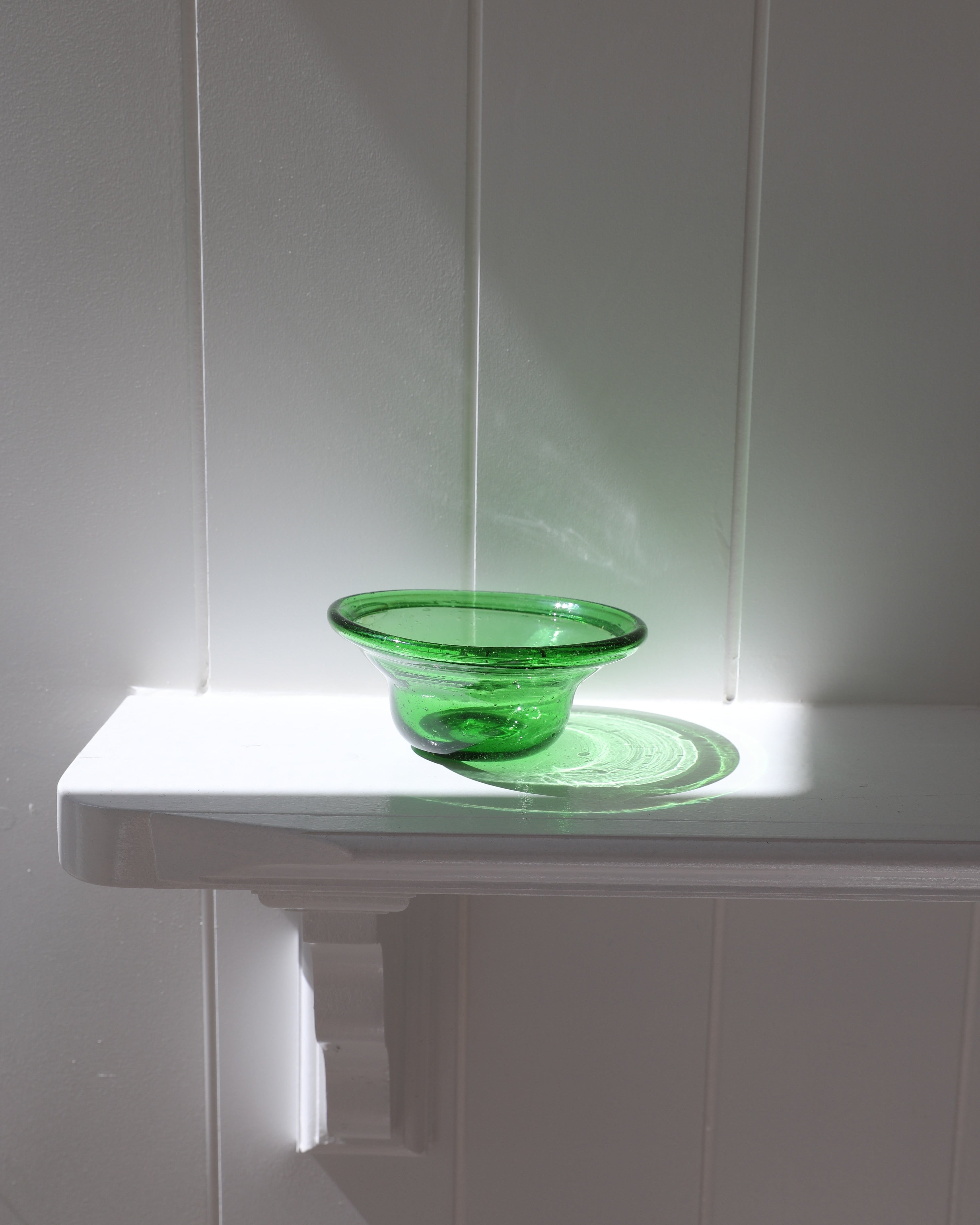 Egyptian Recycled Glass Apertivo Bowl in Bottle Green