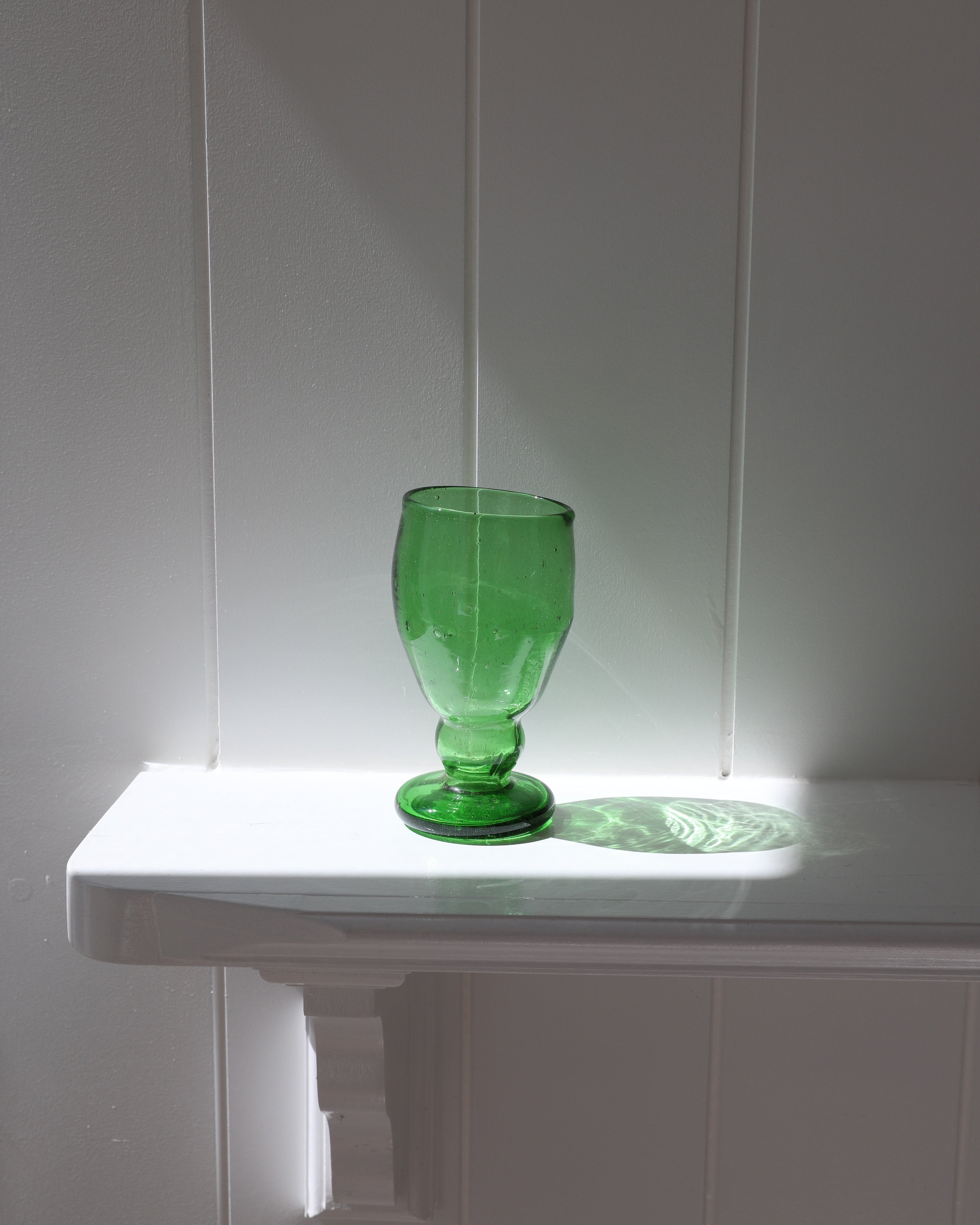 Egyptian Recycled Wine Glass in Bottle Green