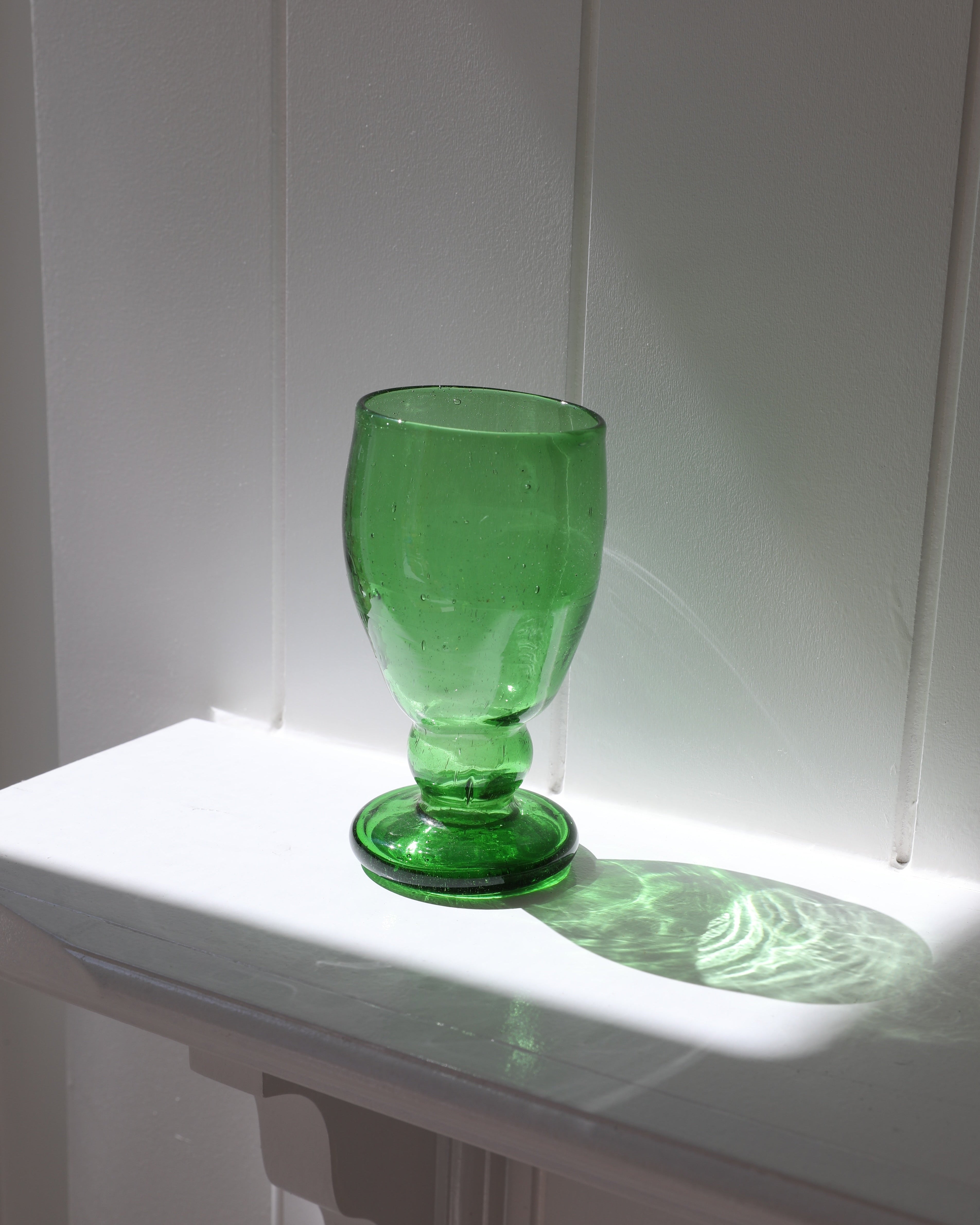 Egyptian Recycled Wine Glass in Bottle Green