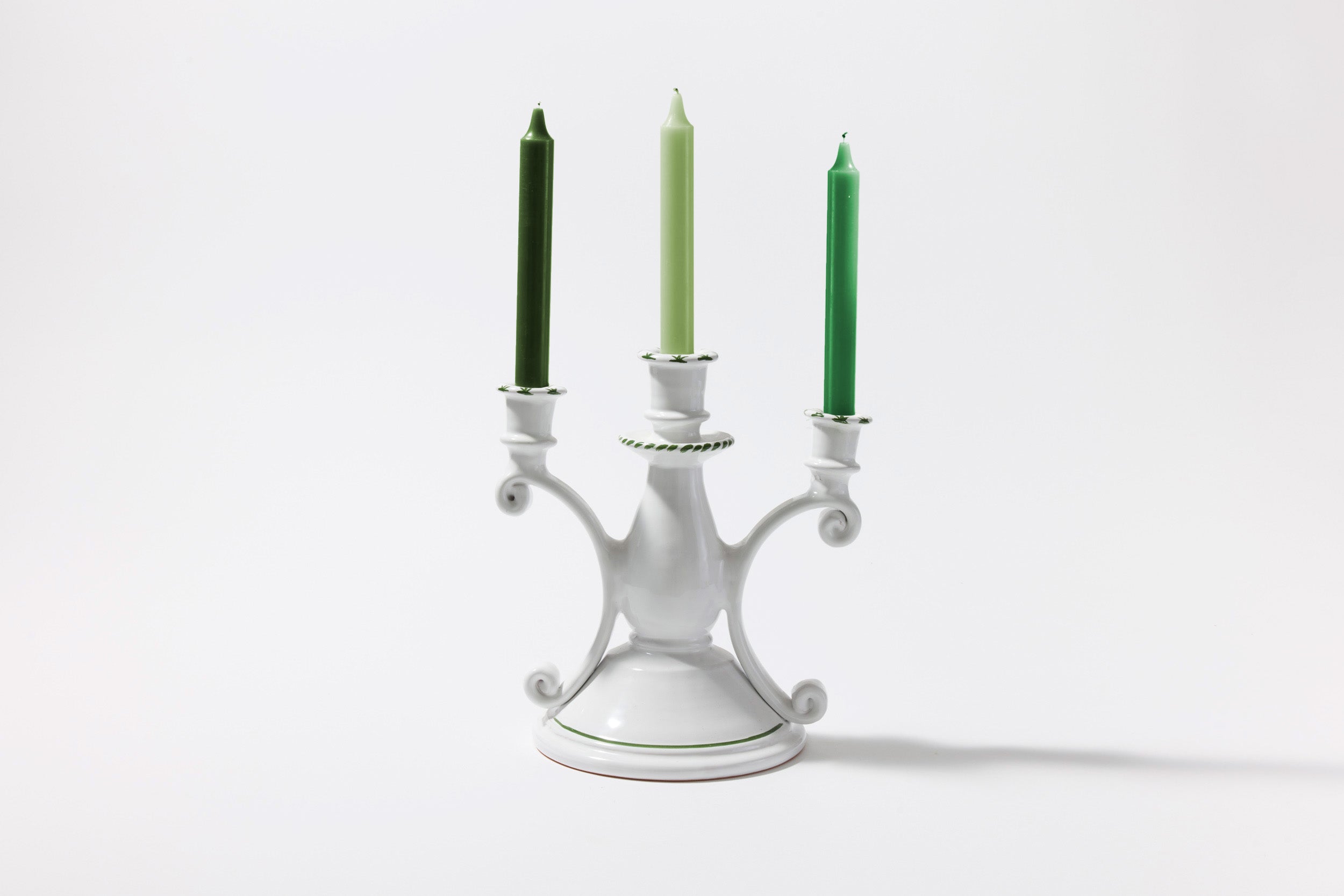 Triple Candelabra in Green