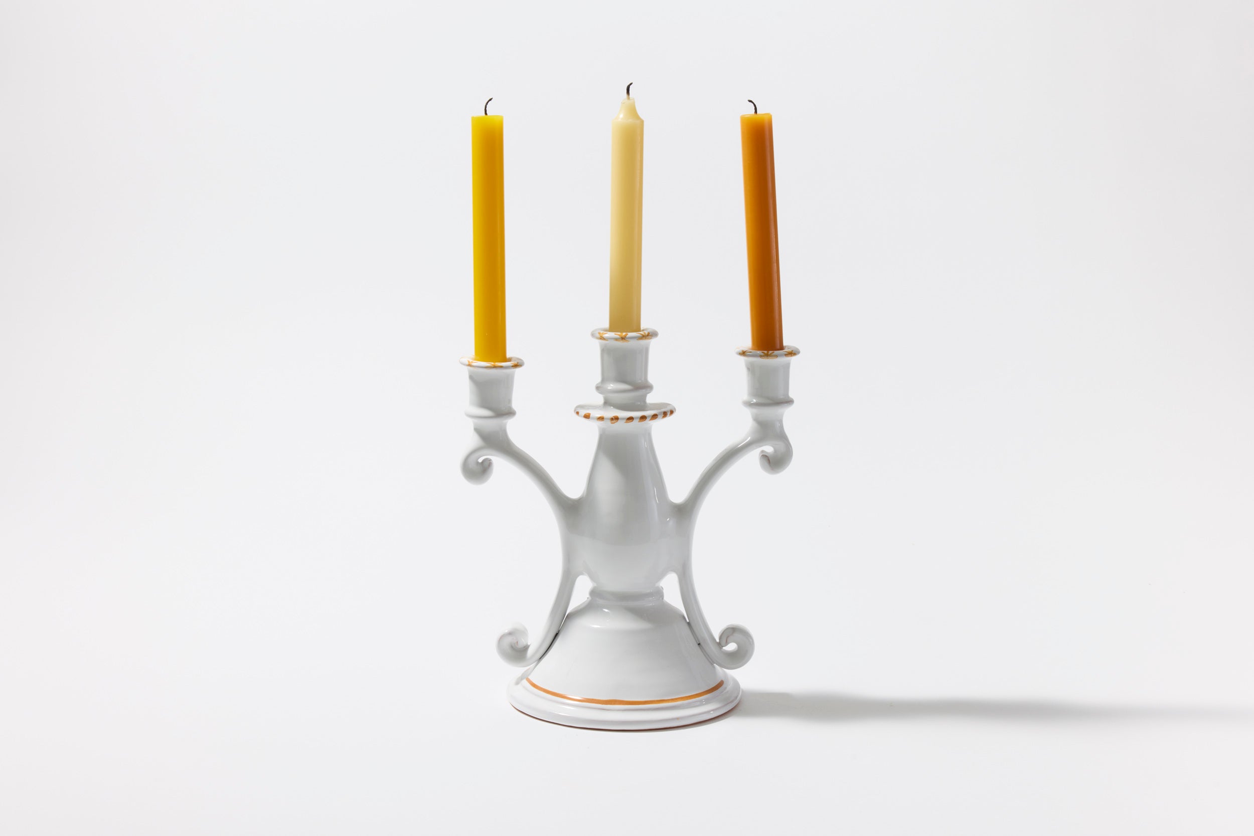 Triple Candelabra in Yellow