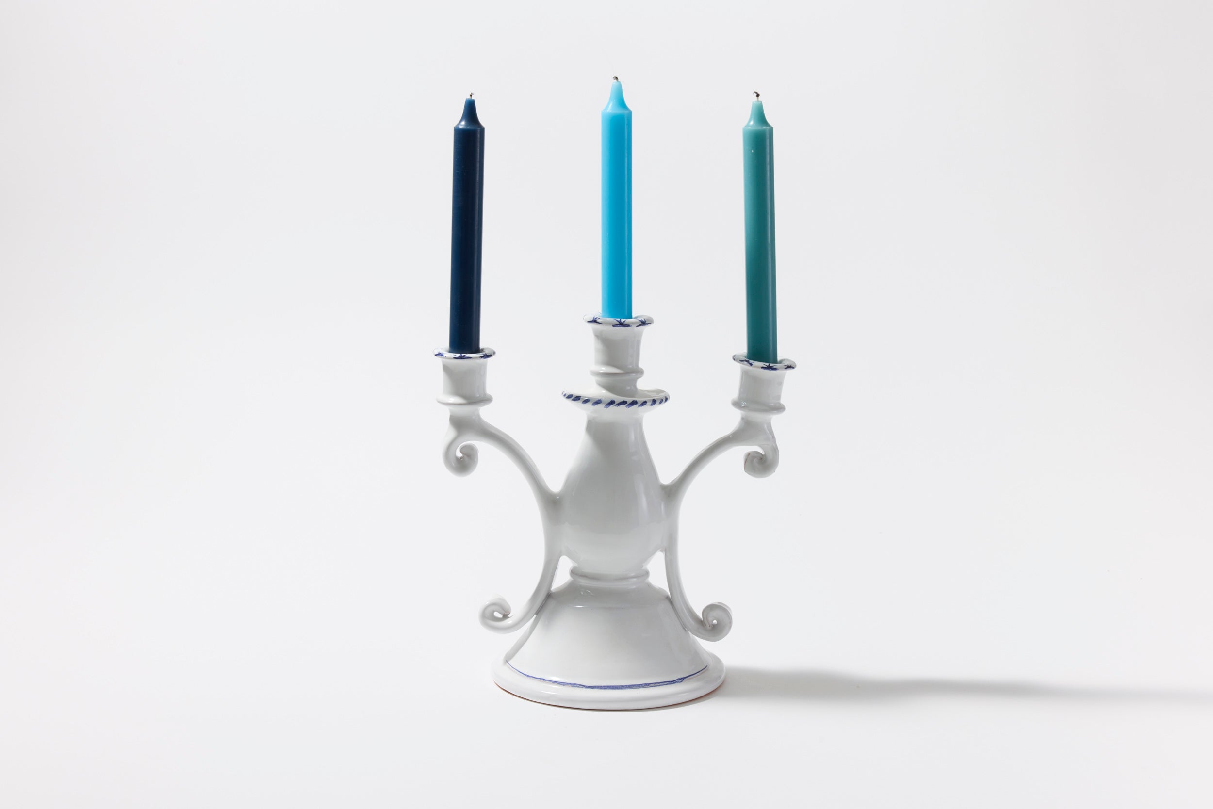 Triple Candelabra in Blue