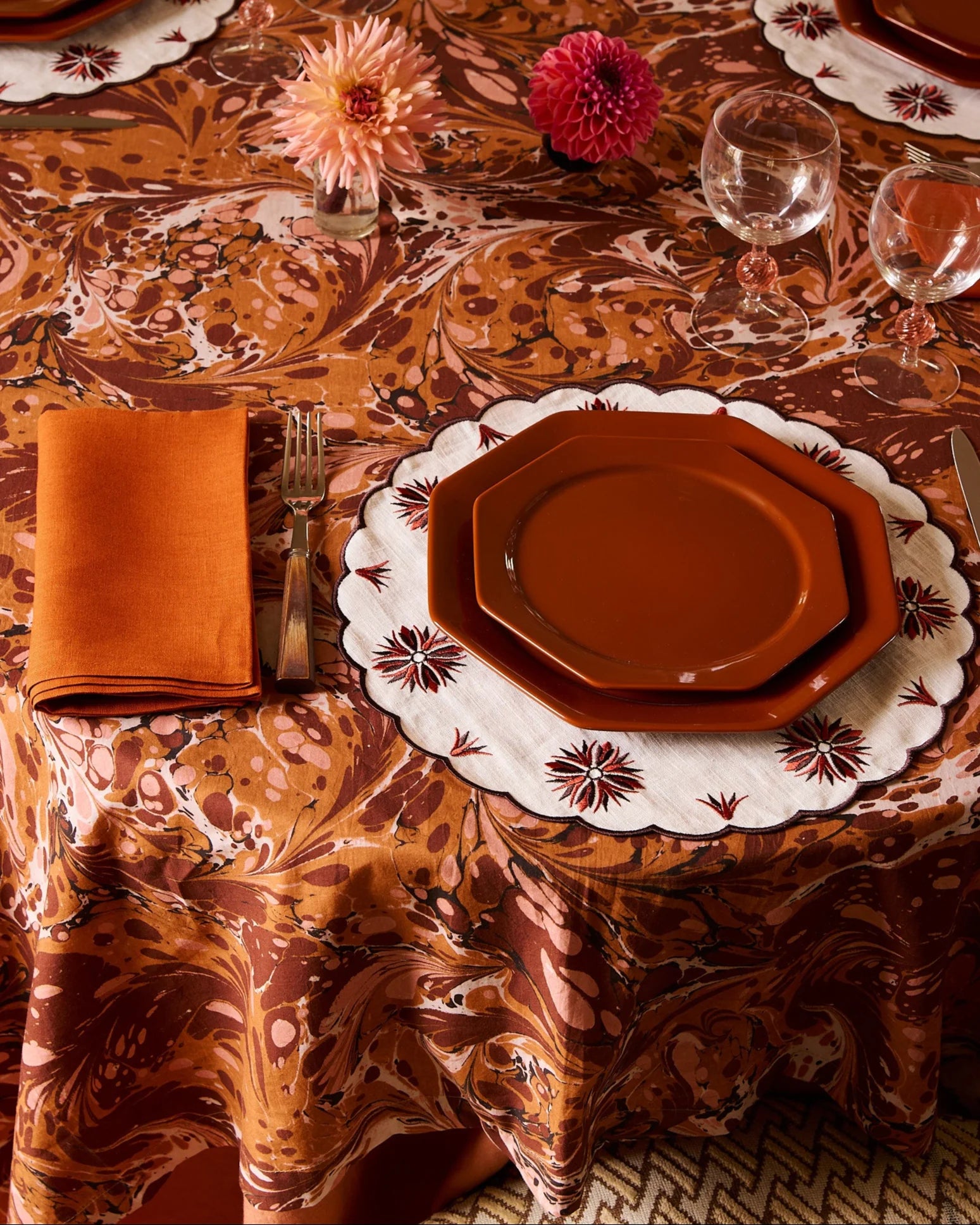 Octagonal Dessert Plate, Burgundy