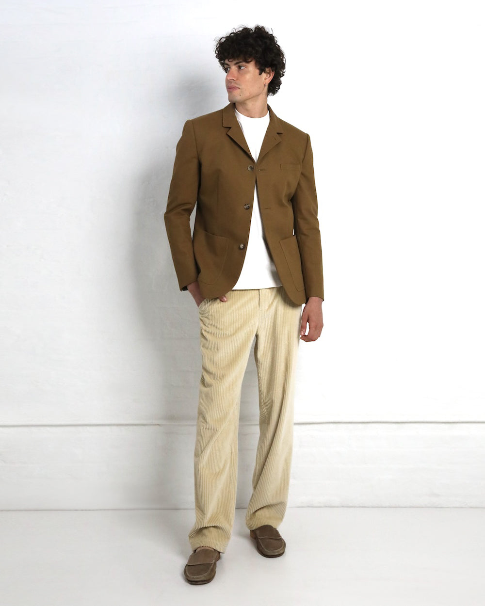 Bespoke Boris Jacket - Olive Brown Organic Cotton