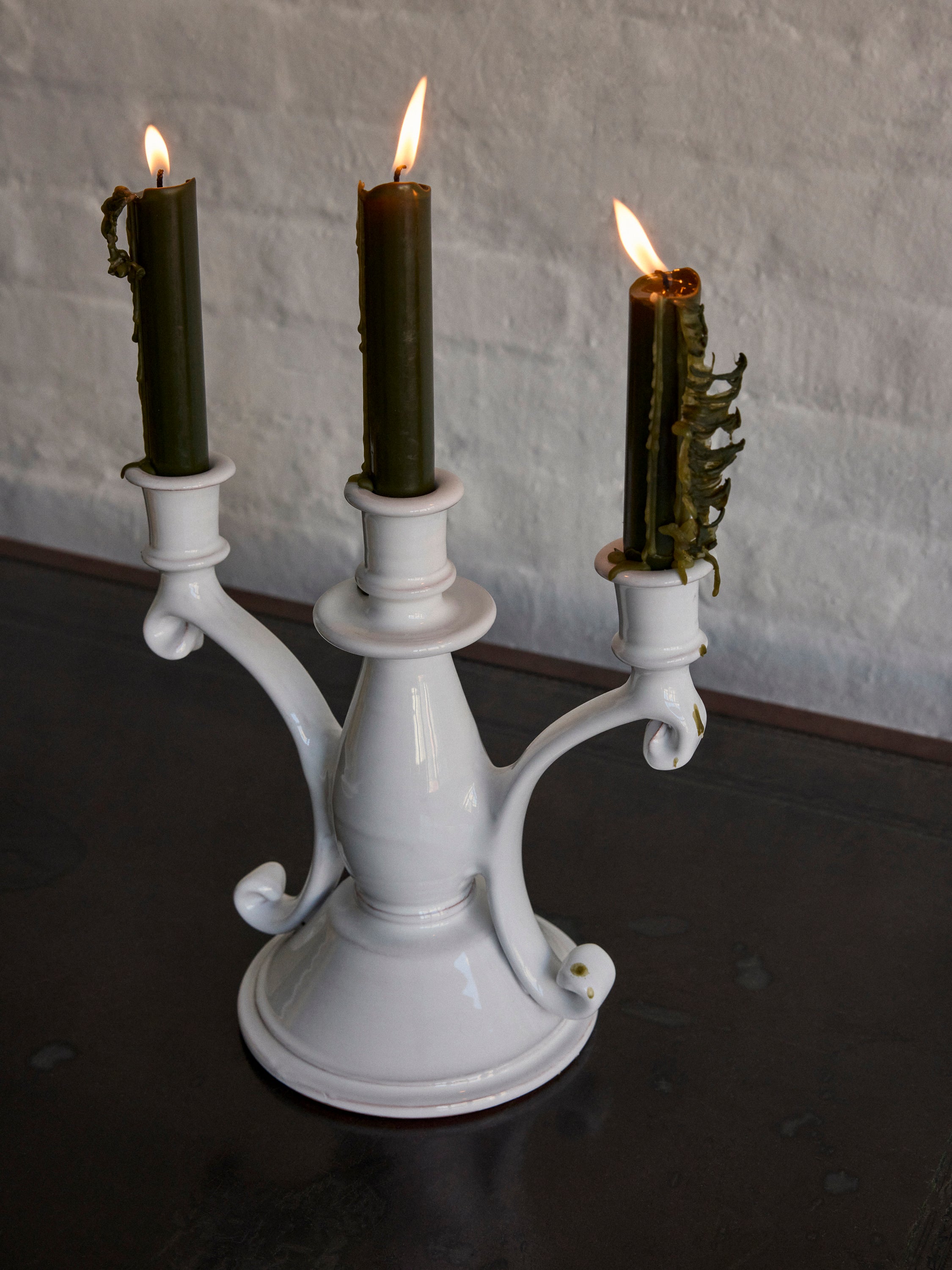 Triple Candelabra in White