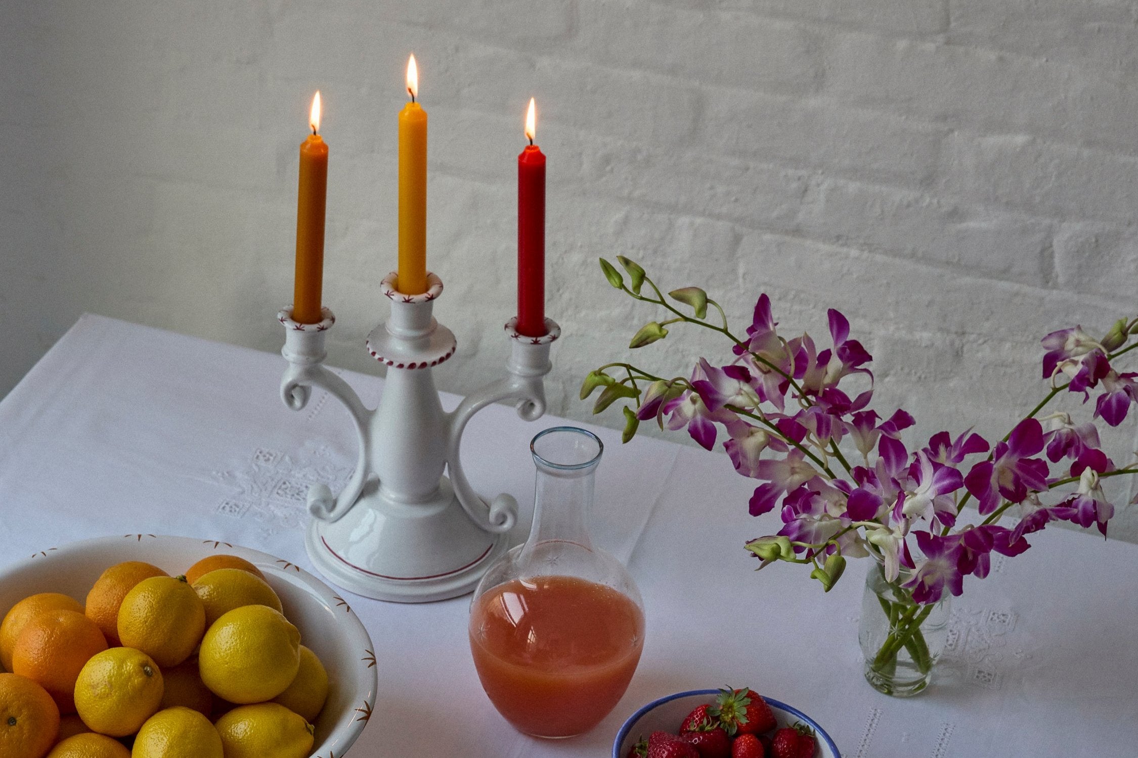 Triple Candelabra in White