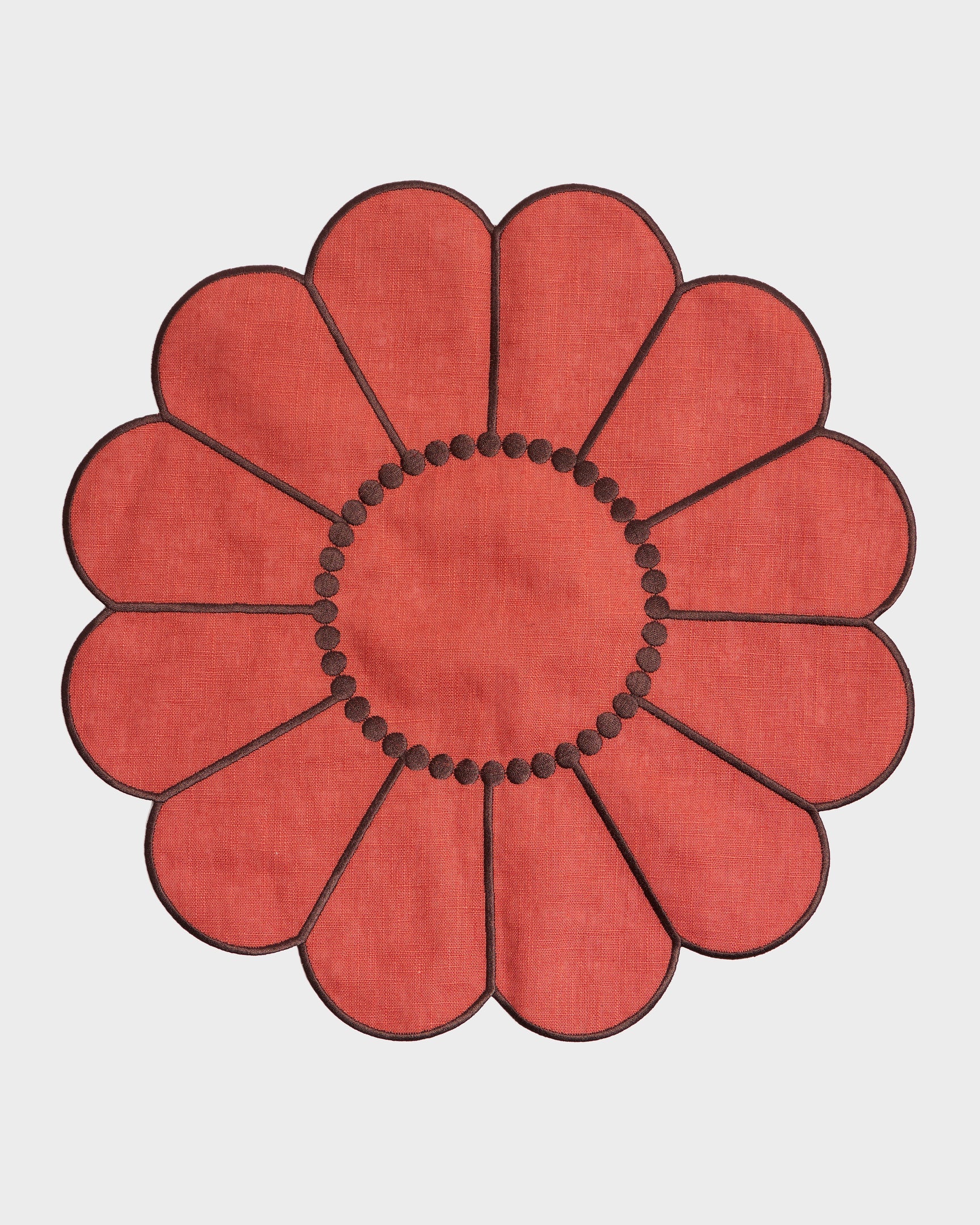 Floral Embroidered Placemat, Terracotta