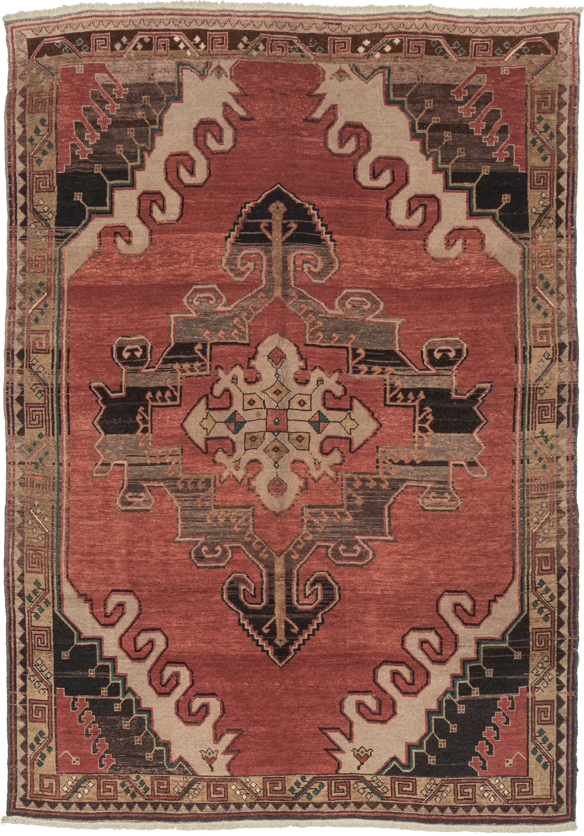 Vintage Kars Rug with Dramatic Medallion, Turkey, 20th Century