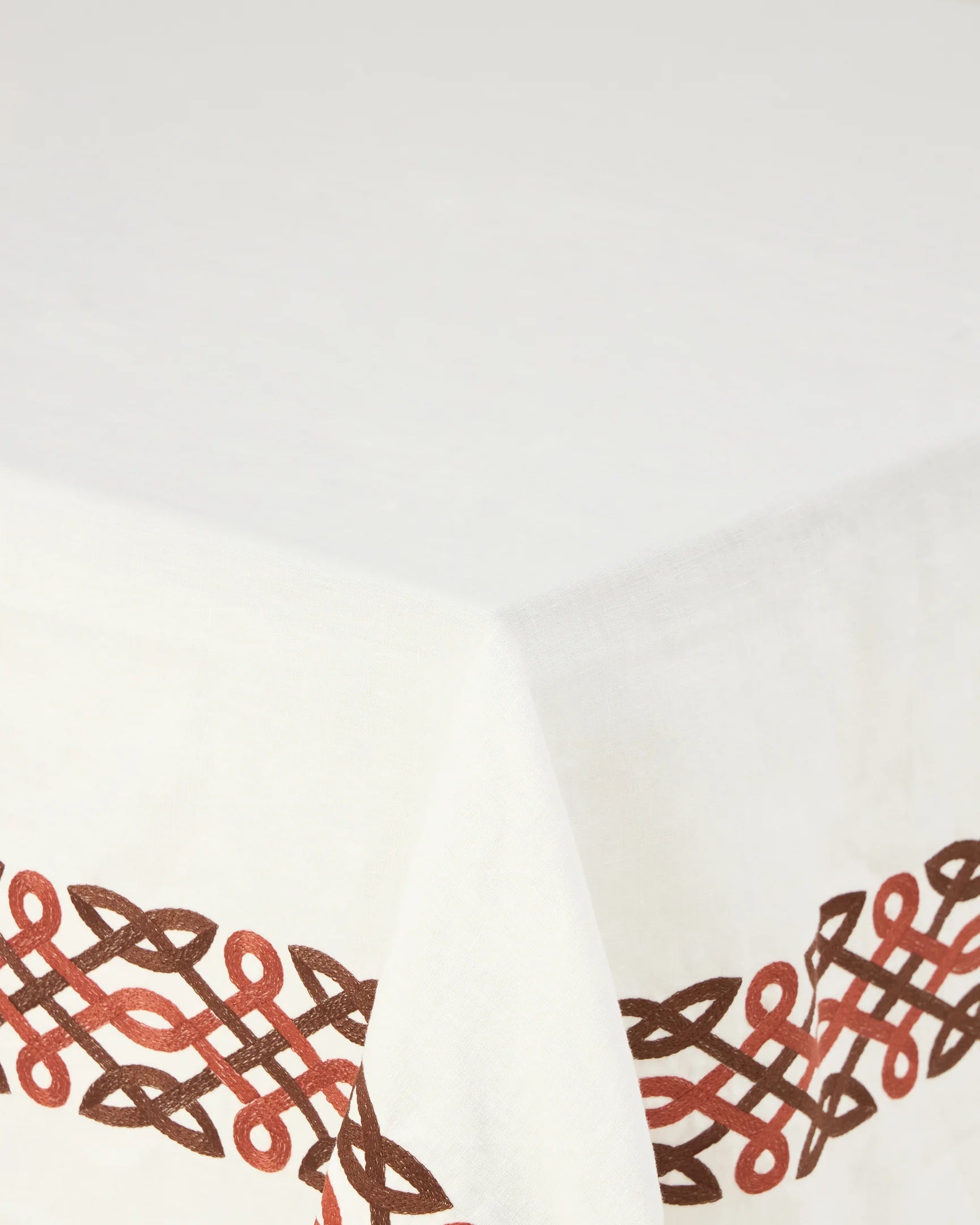 Ivory Embroidered Linen Tablecloth