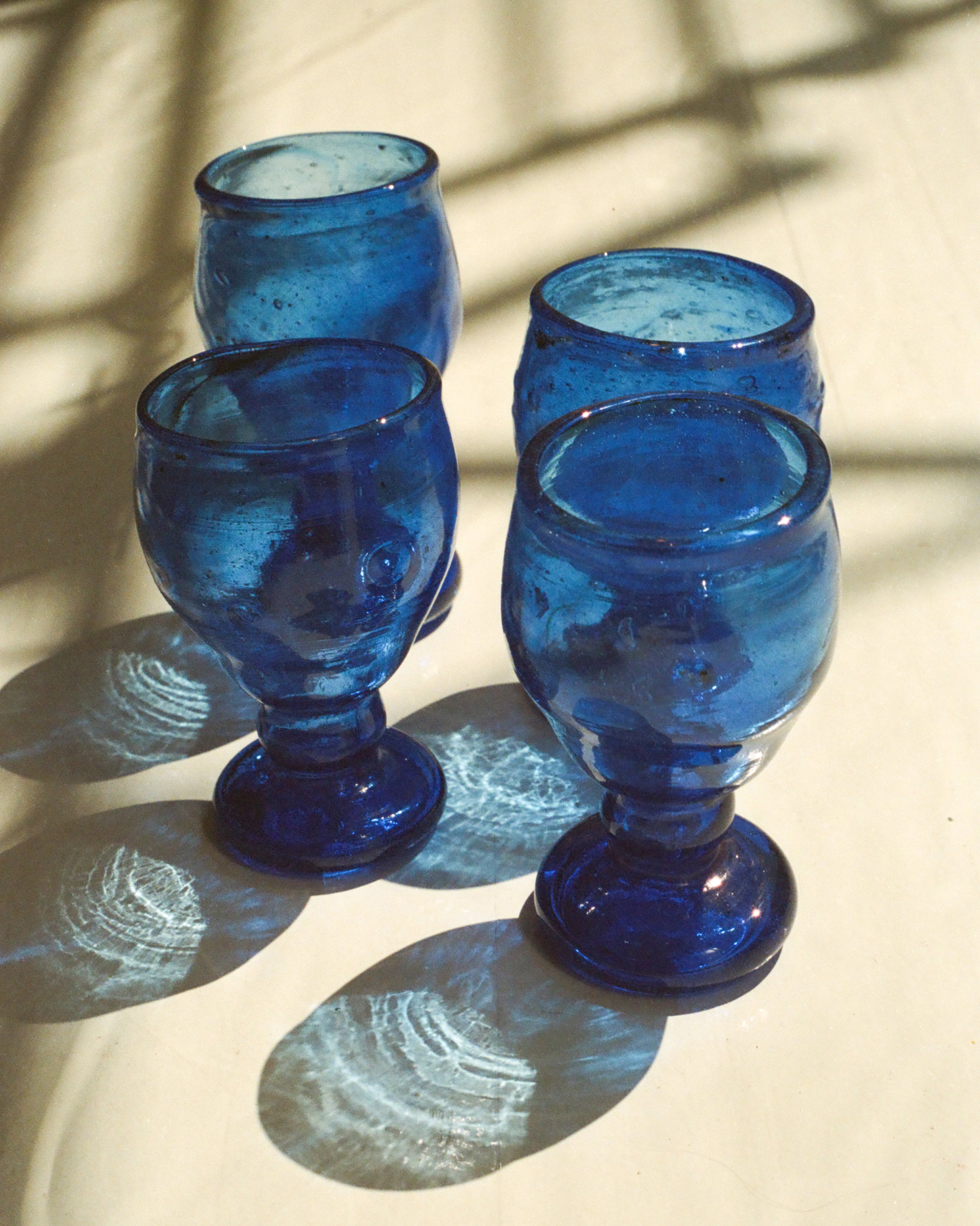 Egyptian Recycled Wine Glass in Cobalt Blue
