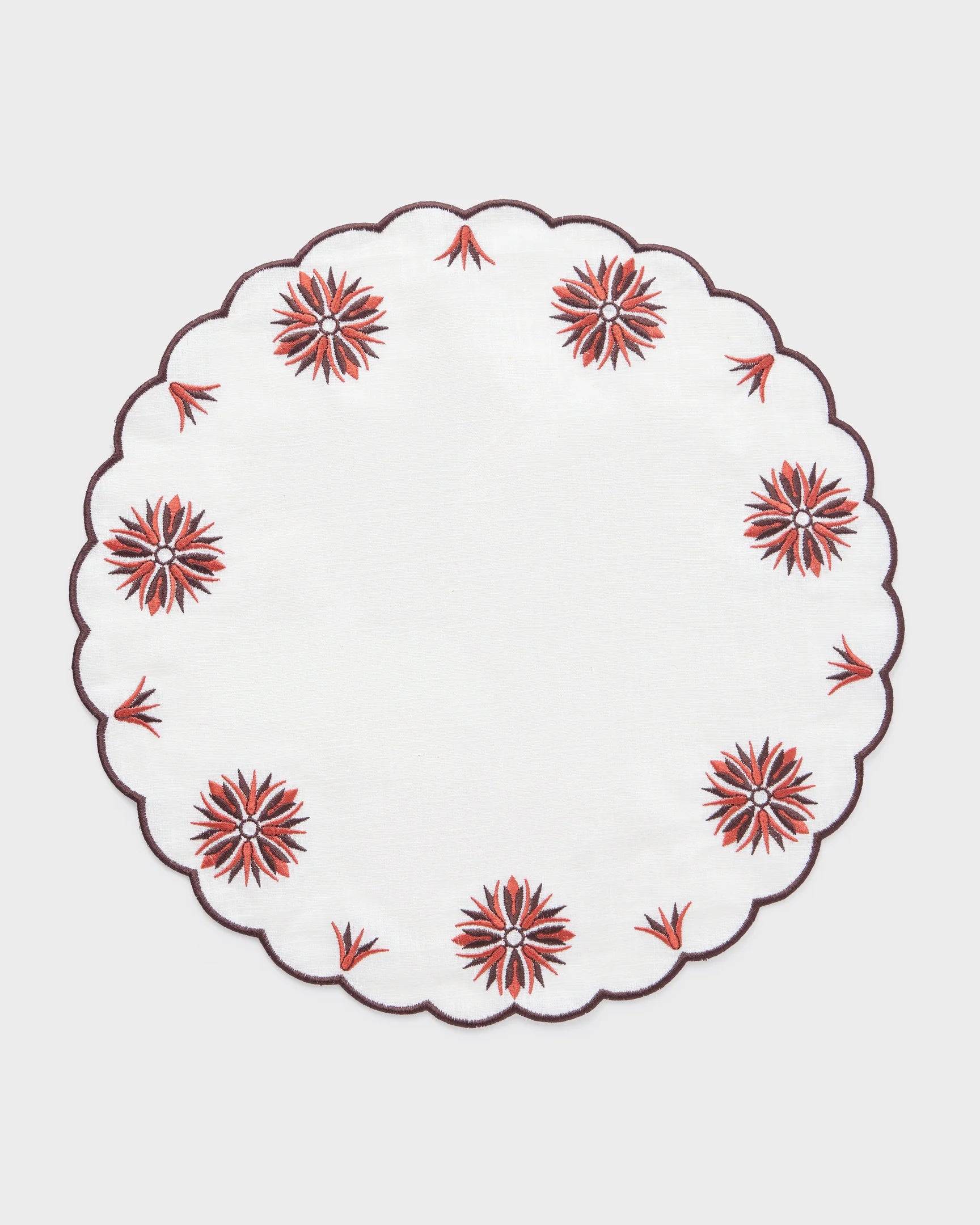Botanica Embroidered Round Placemat Terracotta