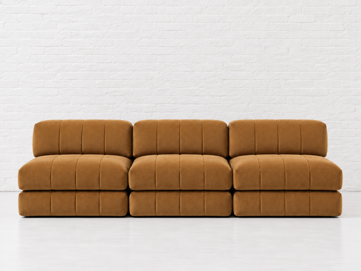 Duvet Armless Sofa Cognac Corduroy