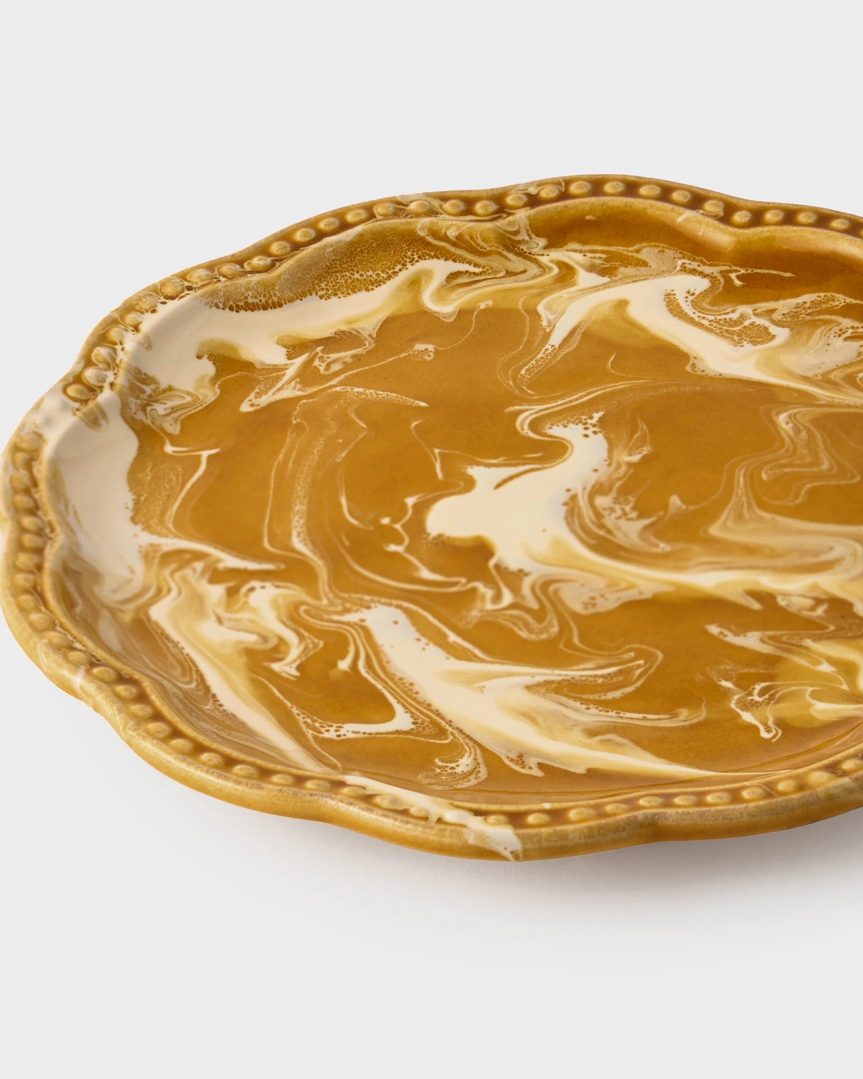 Marbled Scalloped Dessert Plate, Terracotta