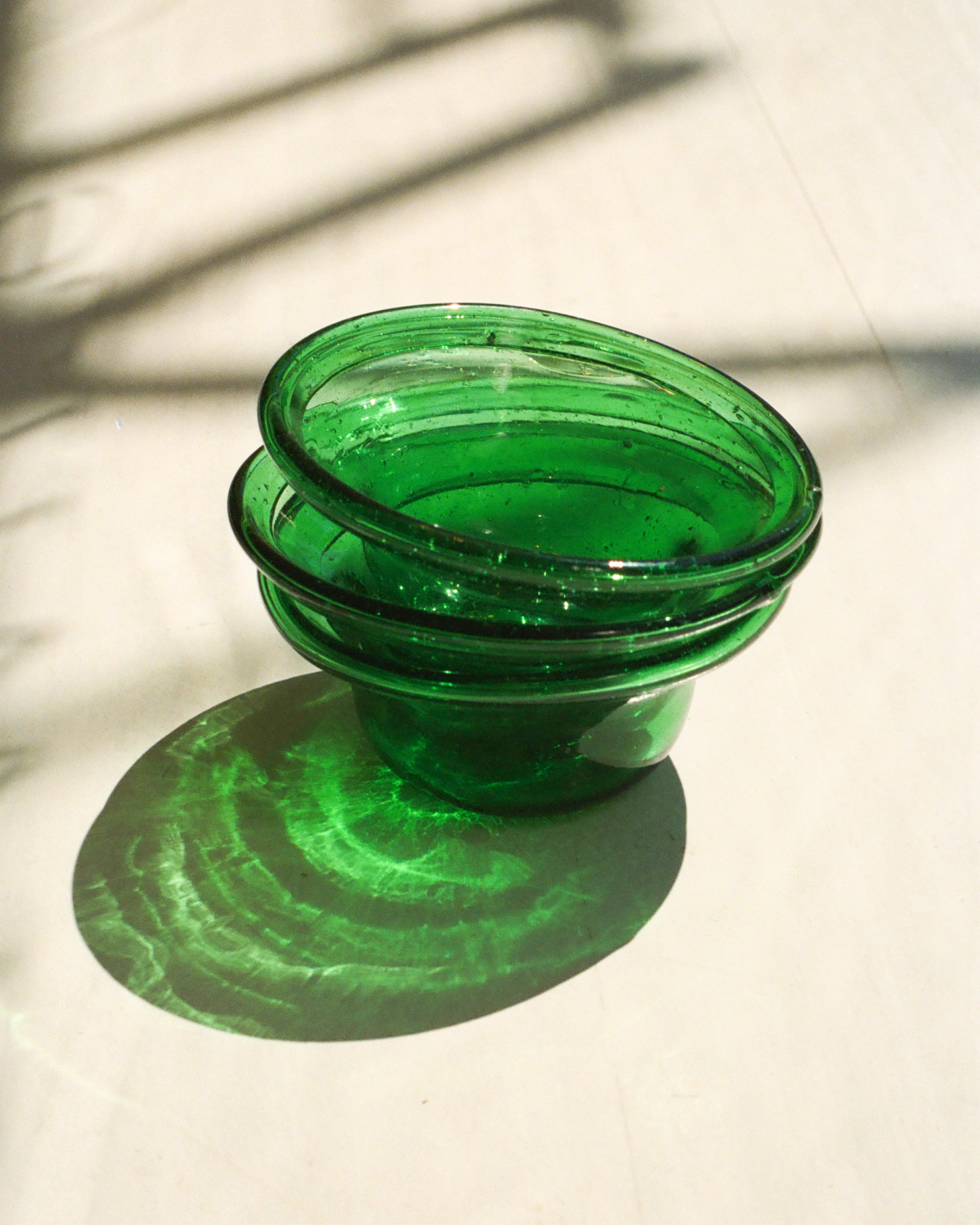 Egyptian Recycled Glass Apertivo Bowl in Bottle Green